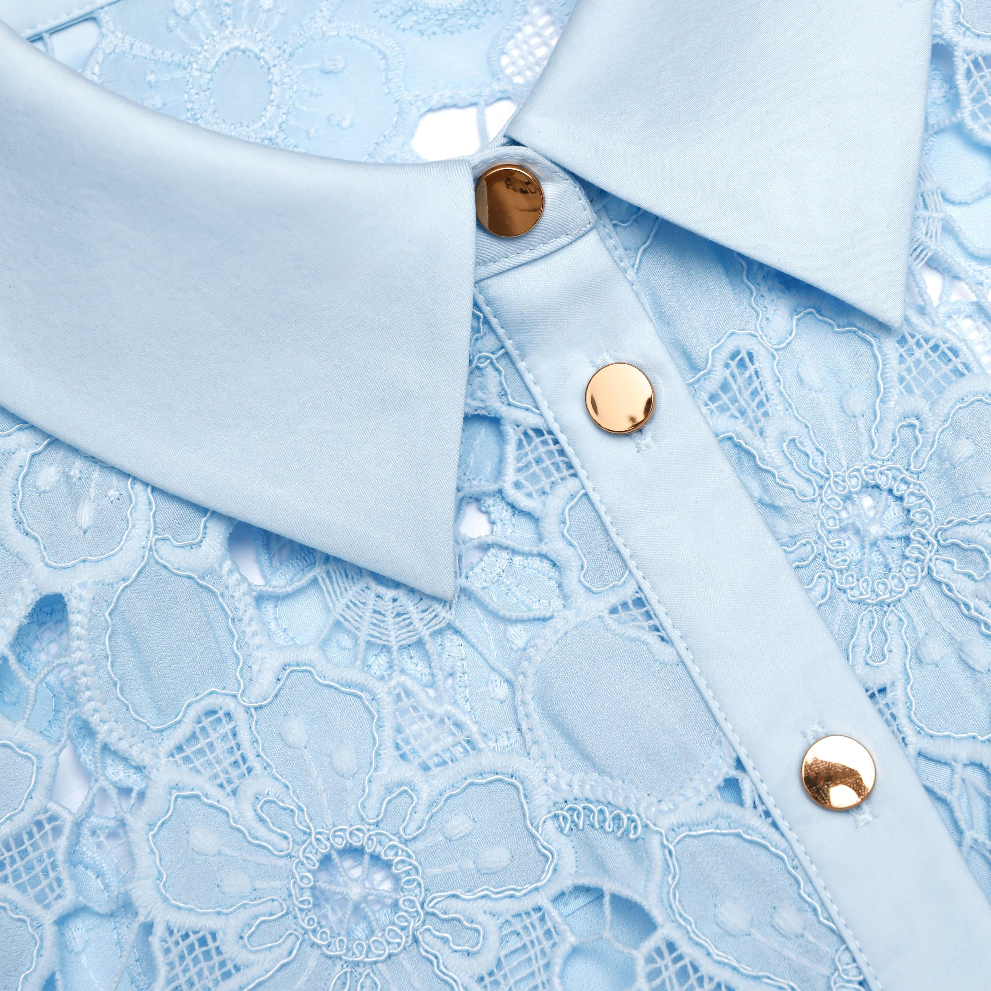 Blue Lace Collared Midi Dress - Image 5