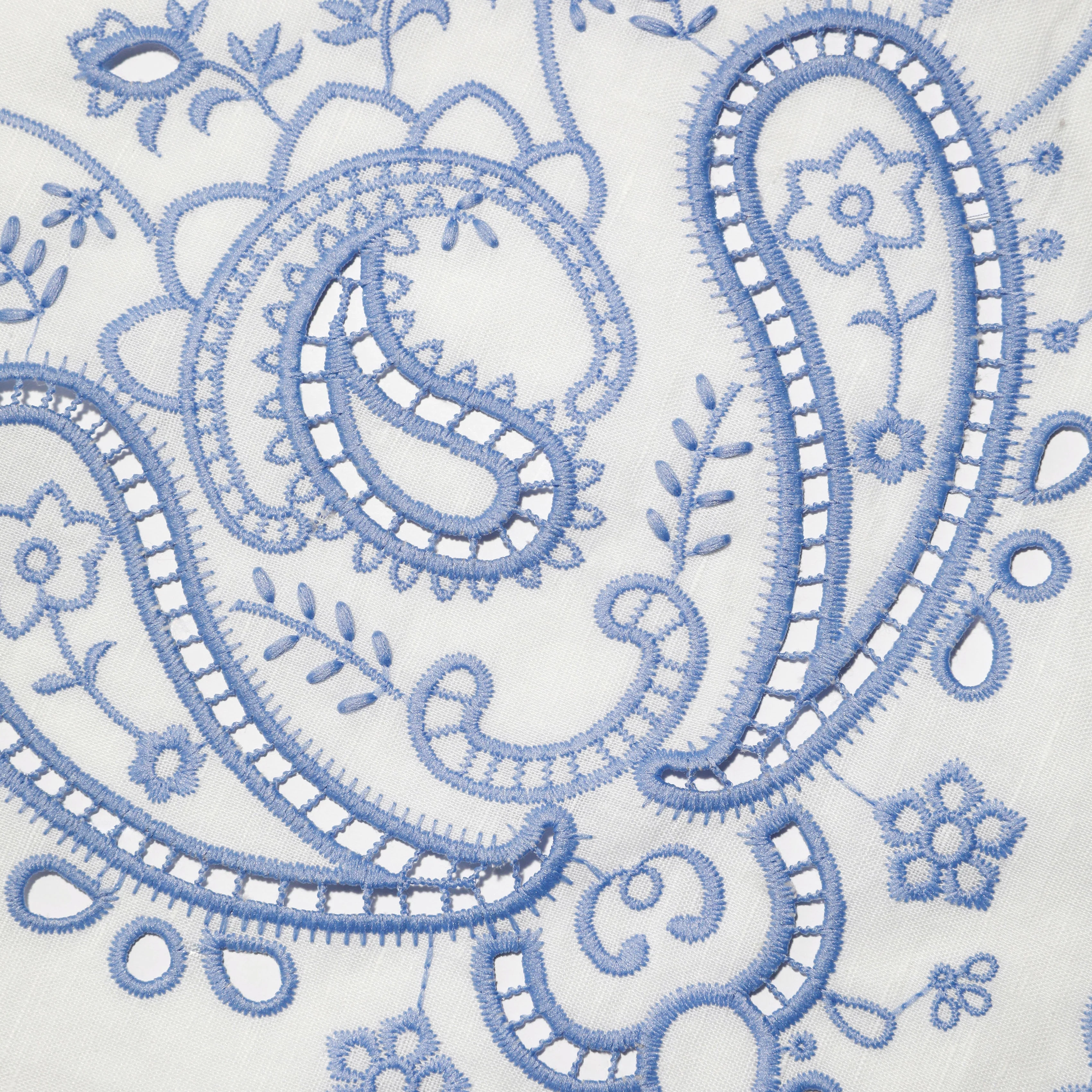 White And Blue Embroidered Linen Top - Image 5