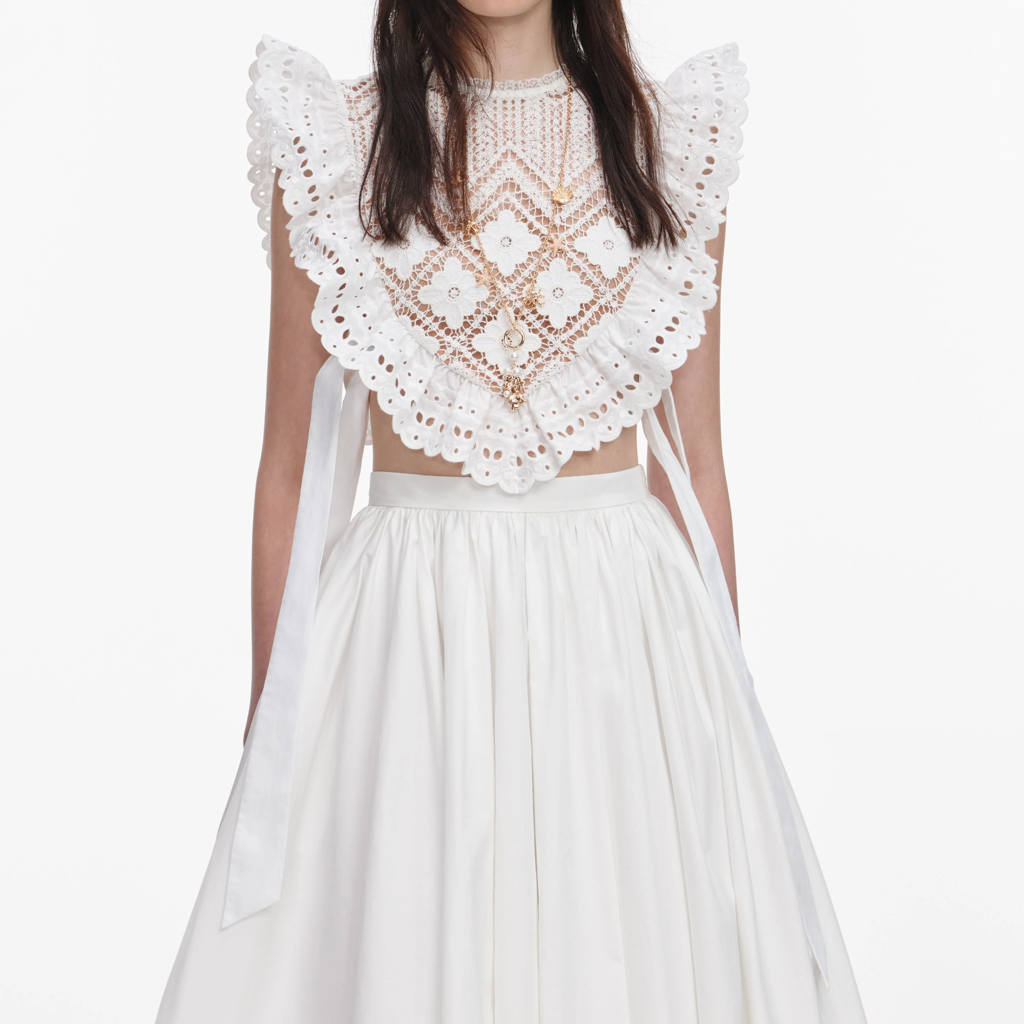 White Crochet Lace Crop Top - Image 4