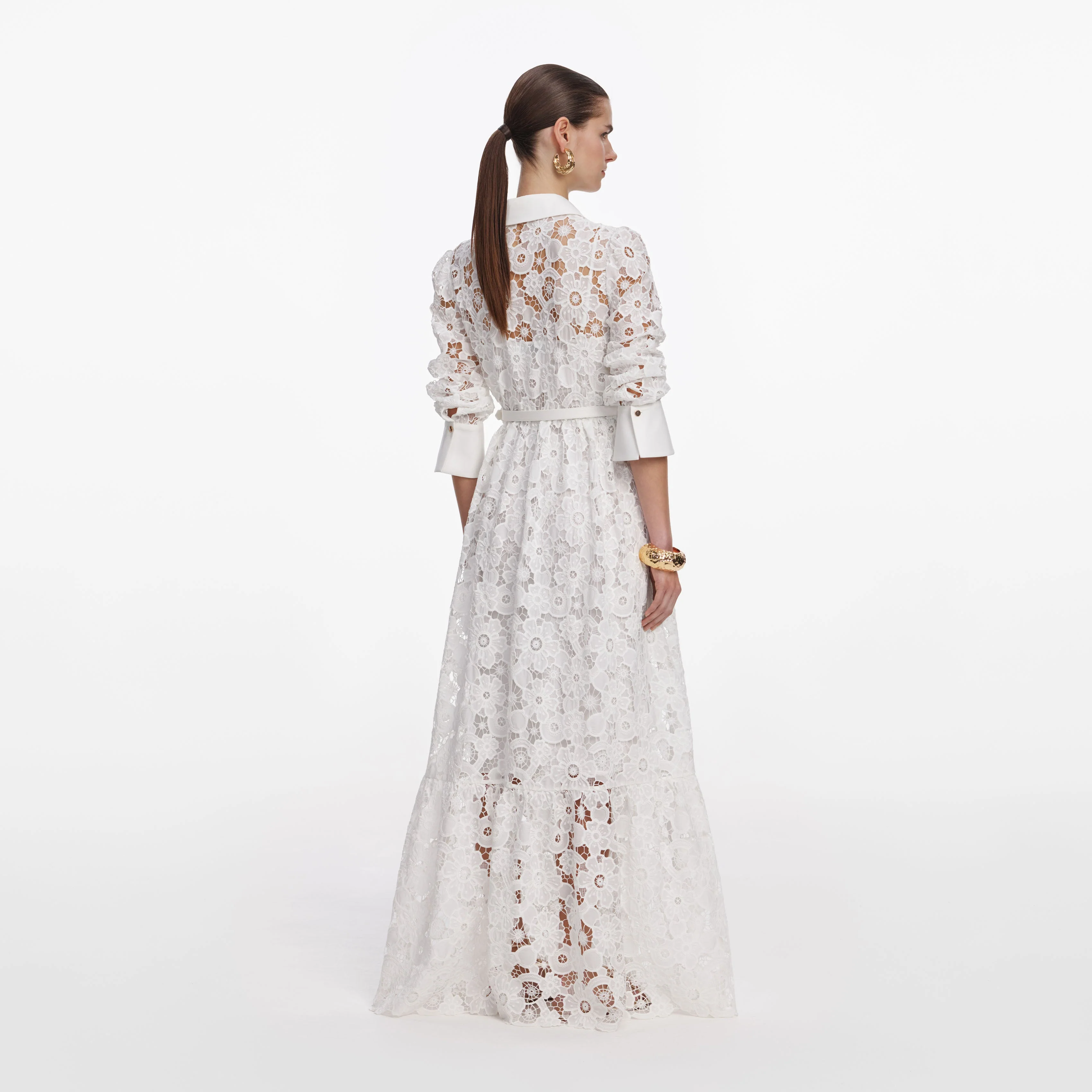 White Lace Collared Maxi Dress - Image 3