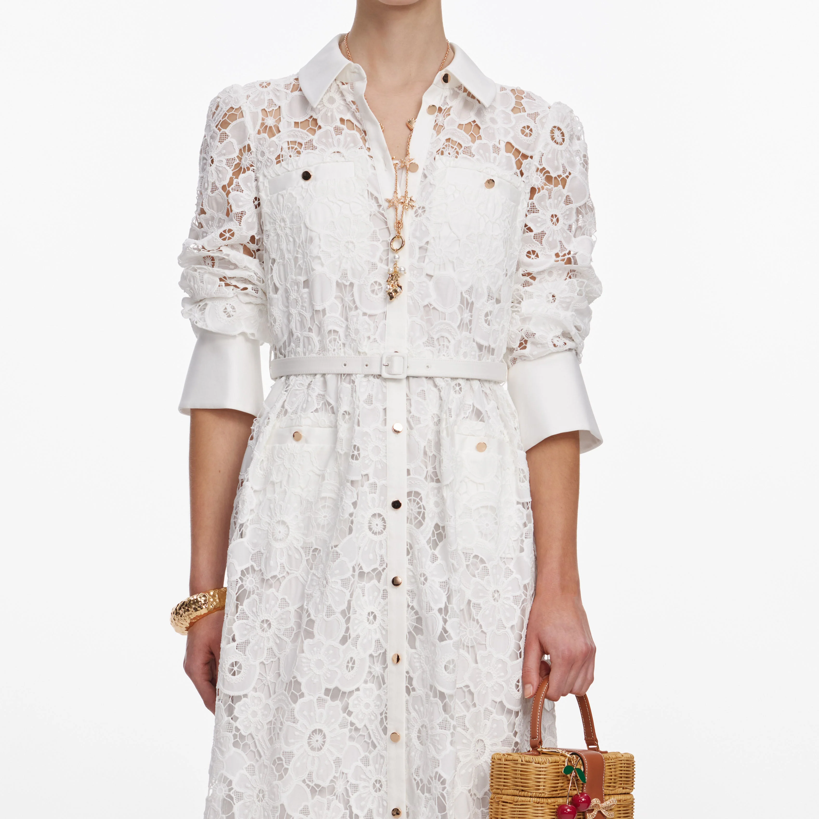 White Lace Collared Maxi Dress - Image 4