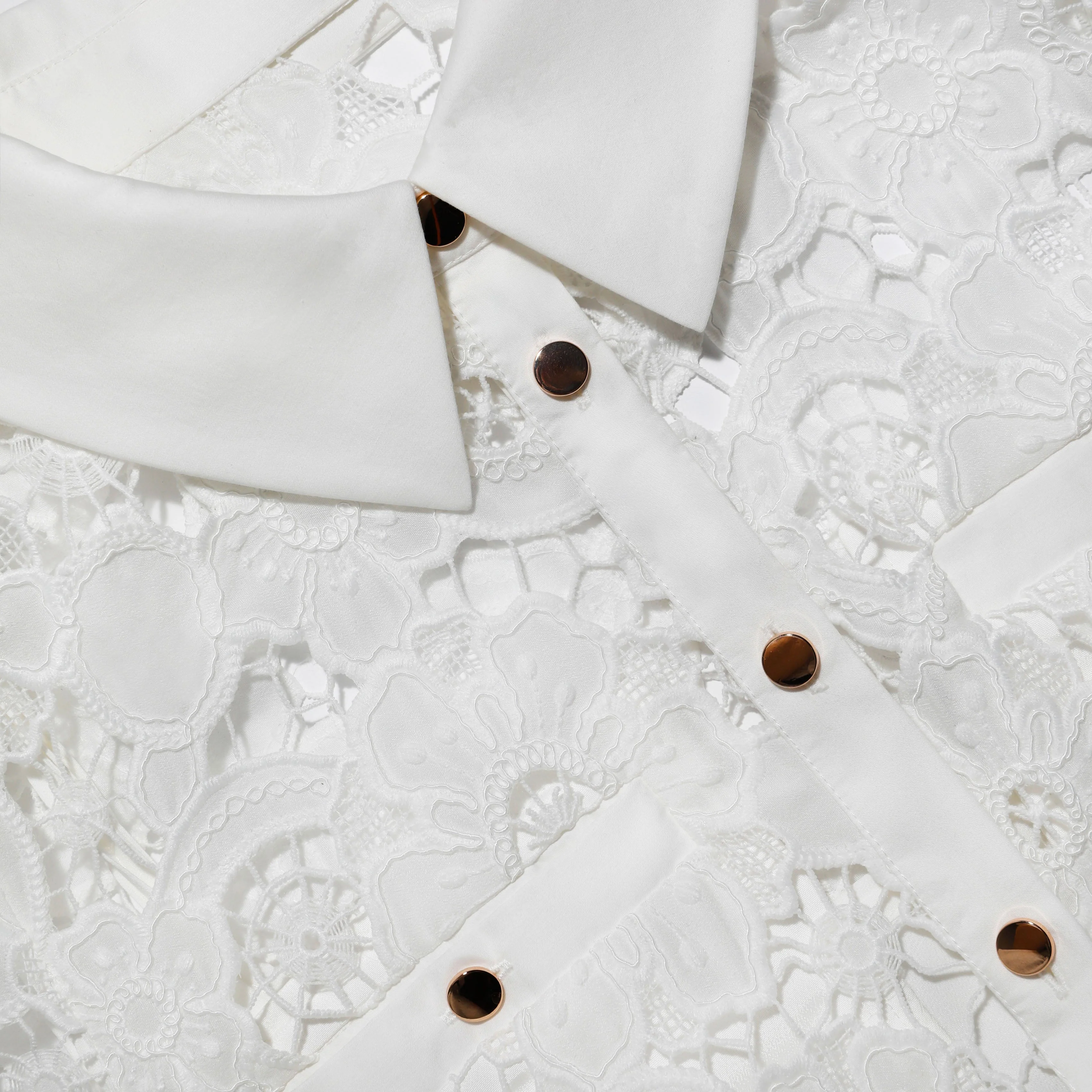 White Lace Collared Maxi Dress - Image 5