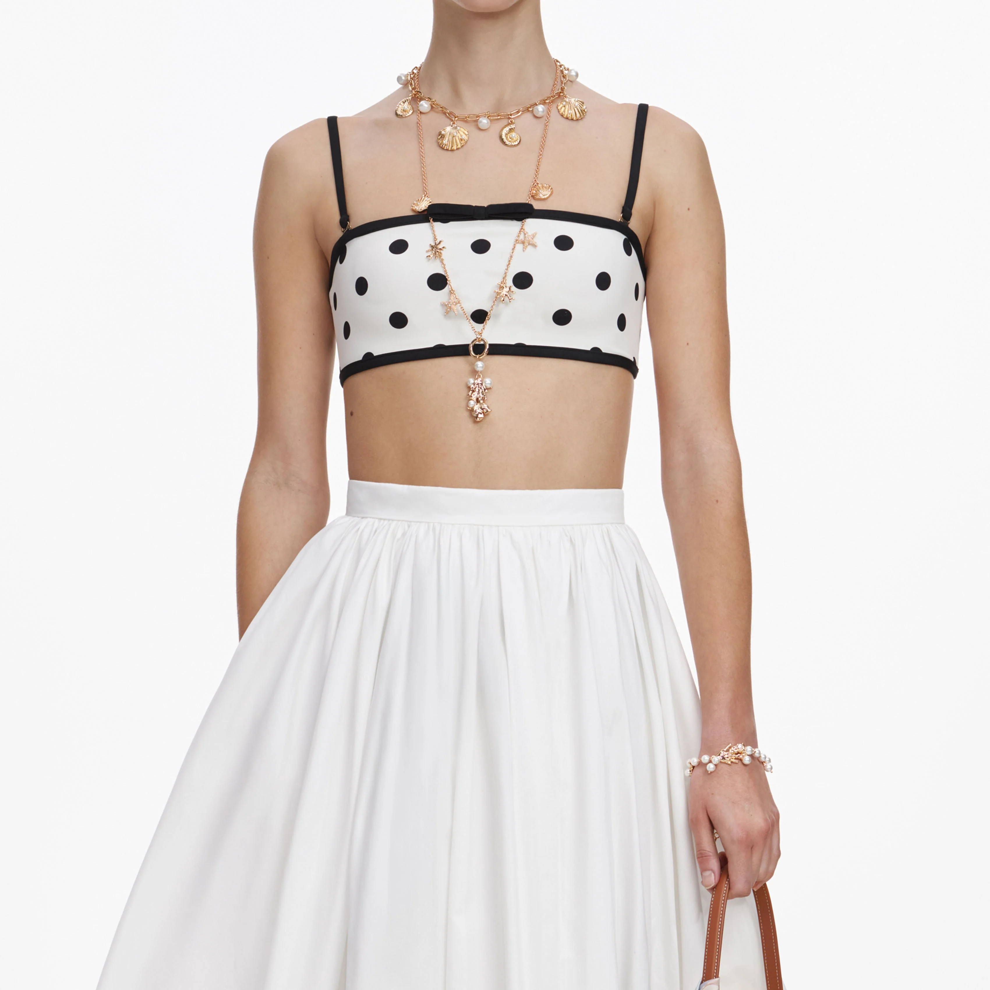 White Polka Dot Bikini Top - Image 4