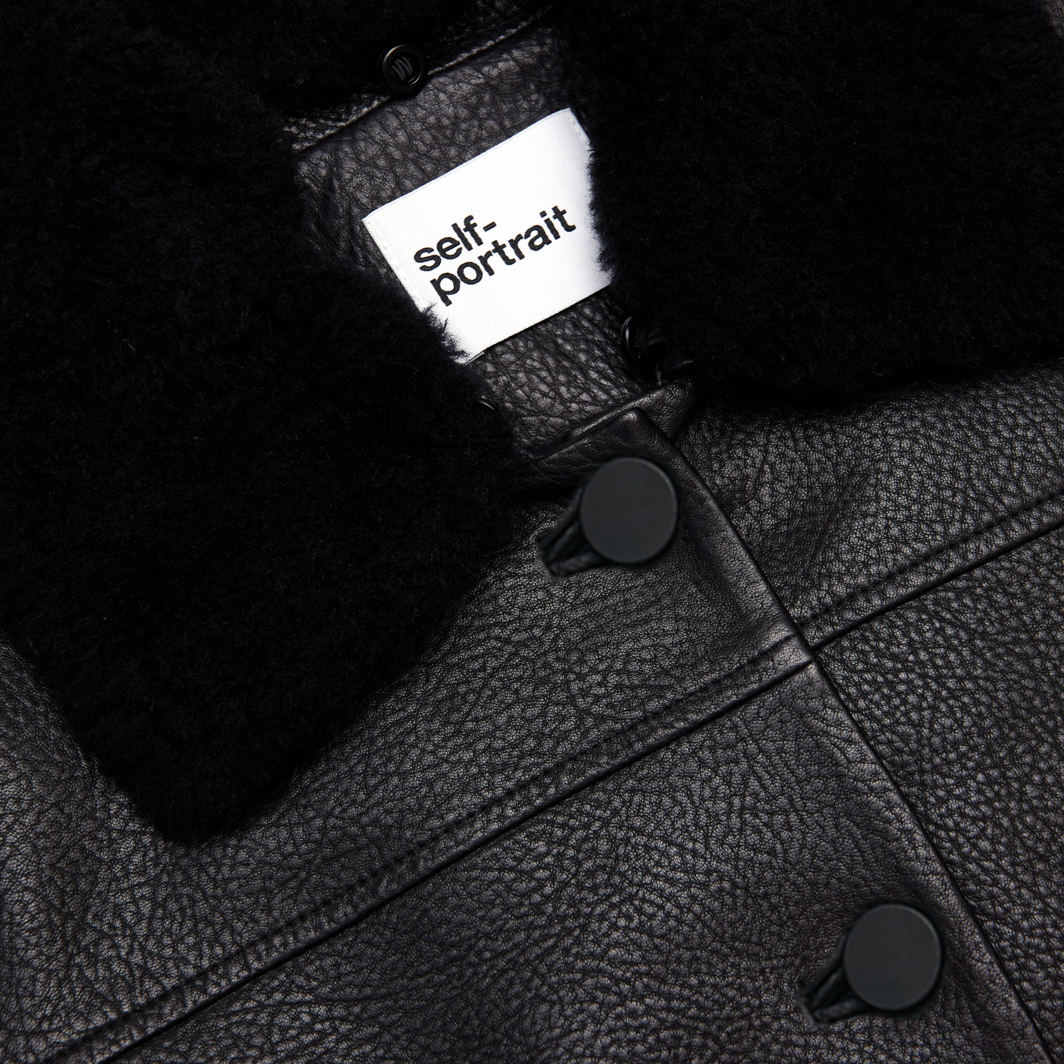 Black Cropped Leather Jacket - Image 5