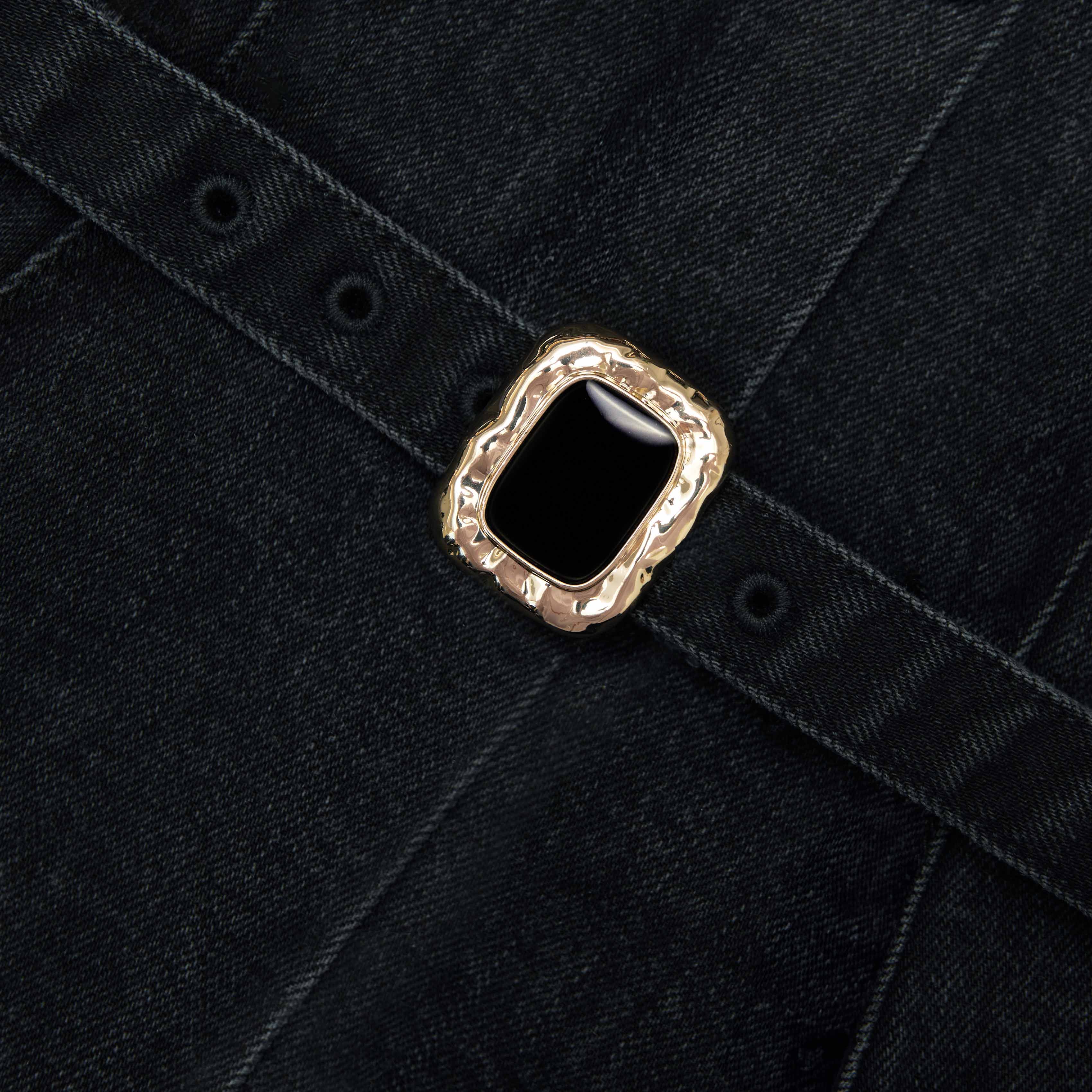 Black Denim Bandeau Midi Dress - Image 5