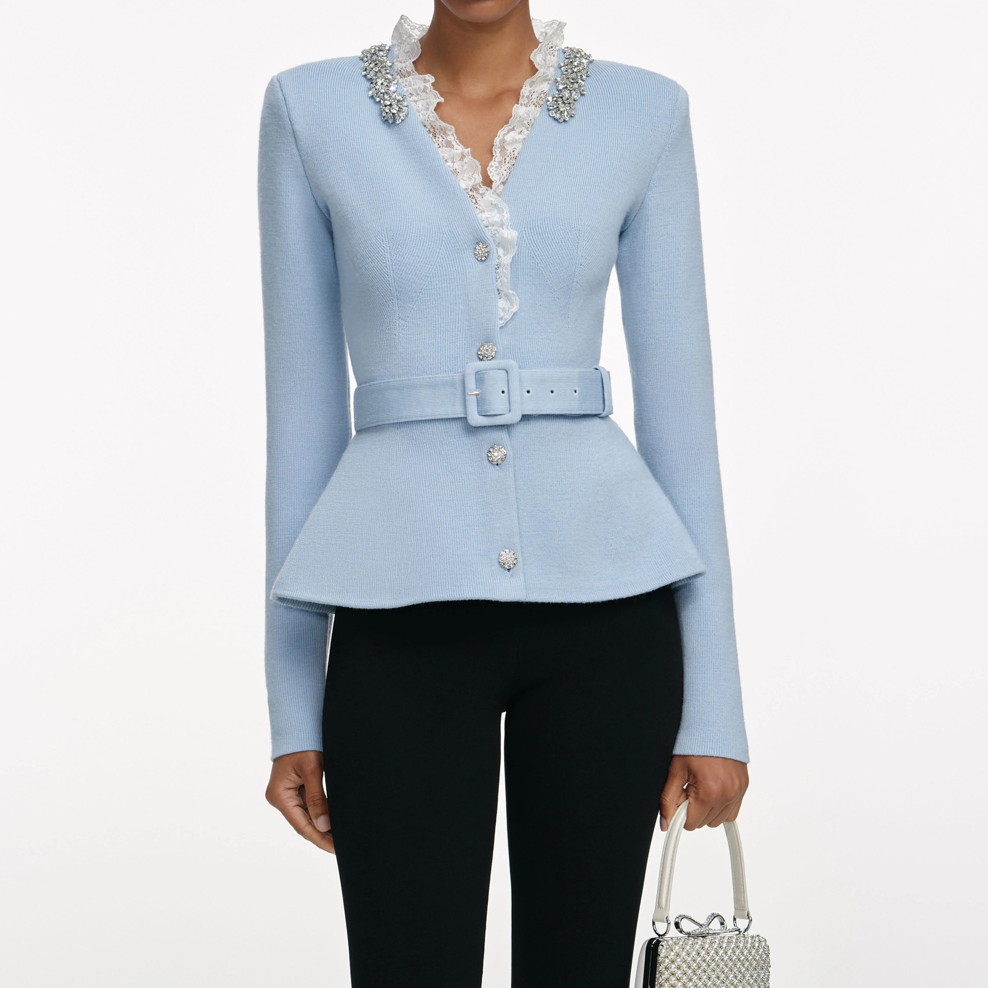 Blue Crystal Trim Cardigan - Image 4