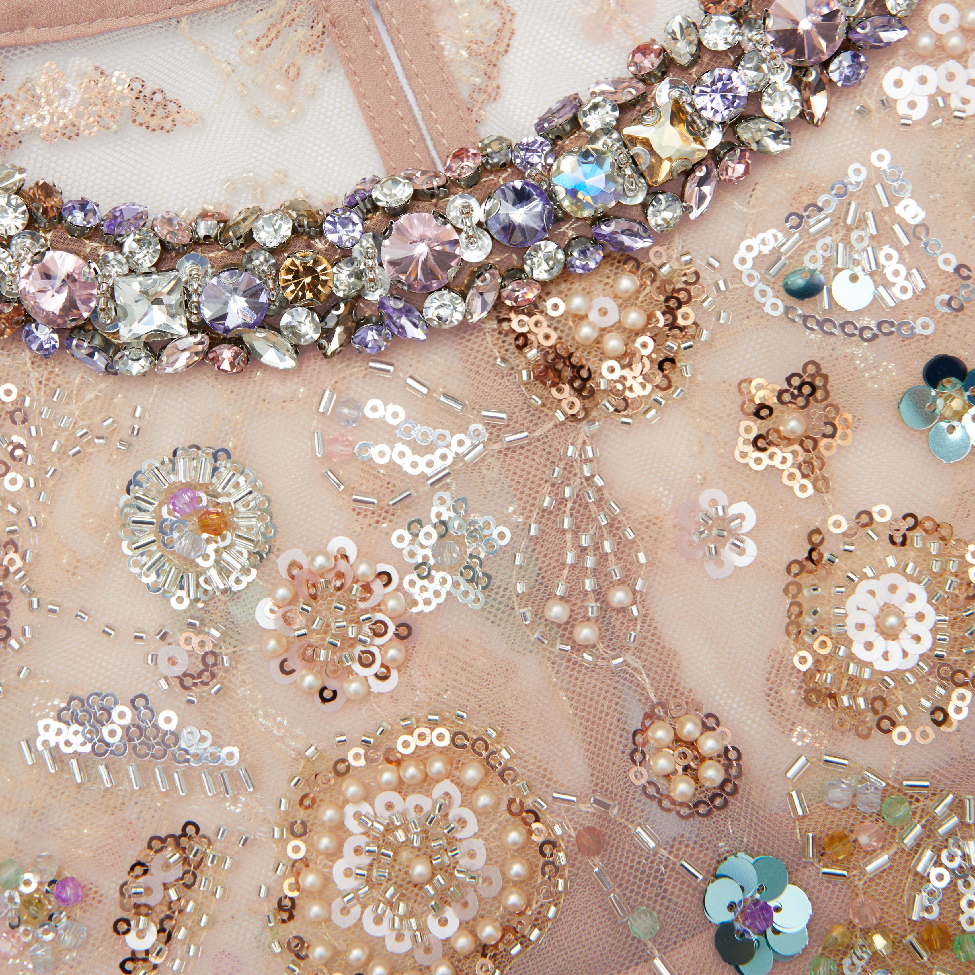 Champagne Sequin Embroidered Midi Dress - Image 5