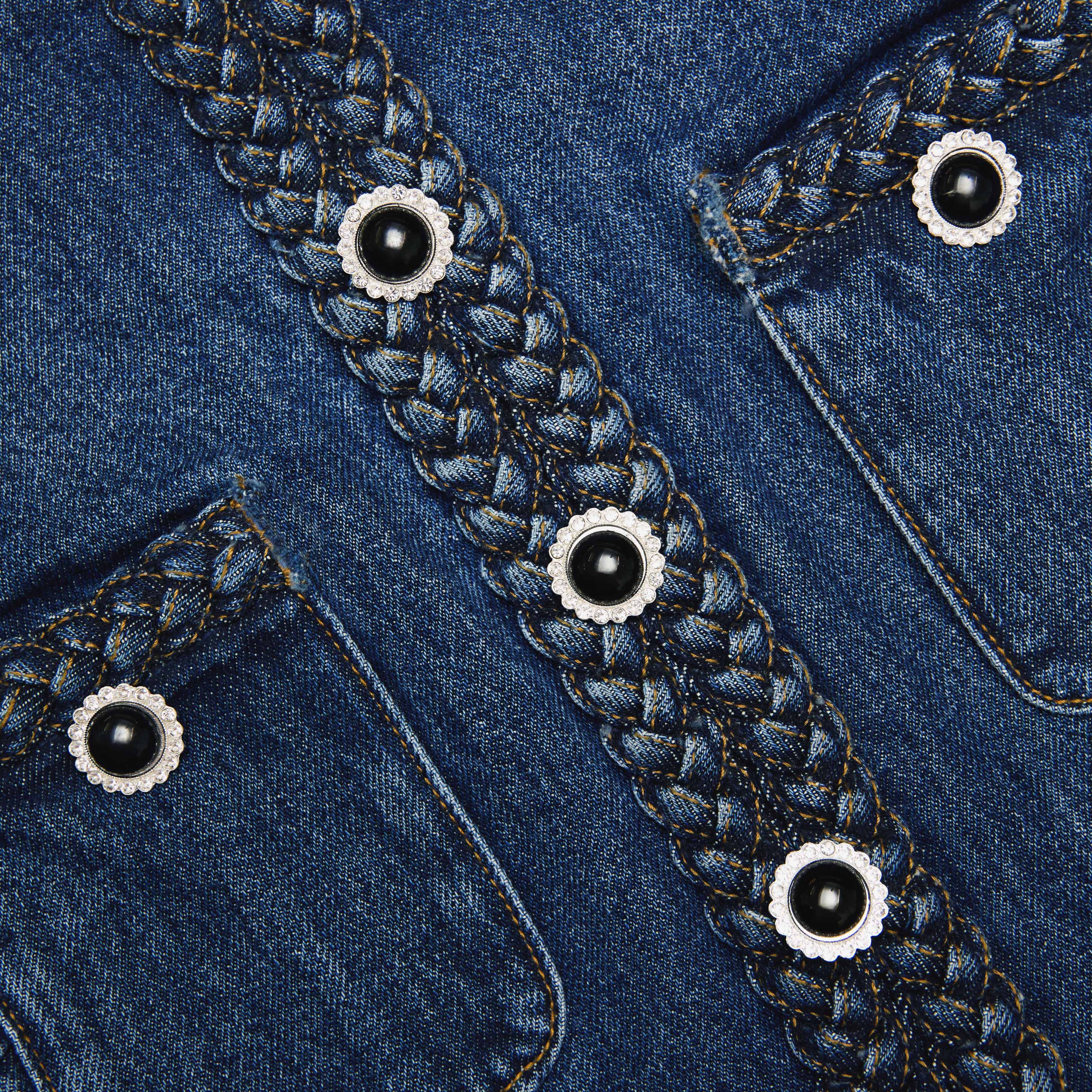 Denim Braided Mini Dress - Image 5