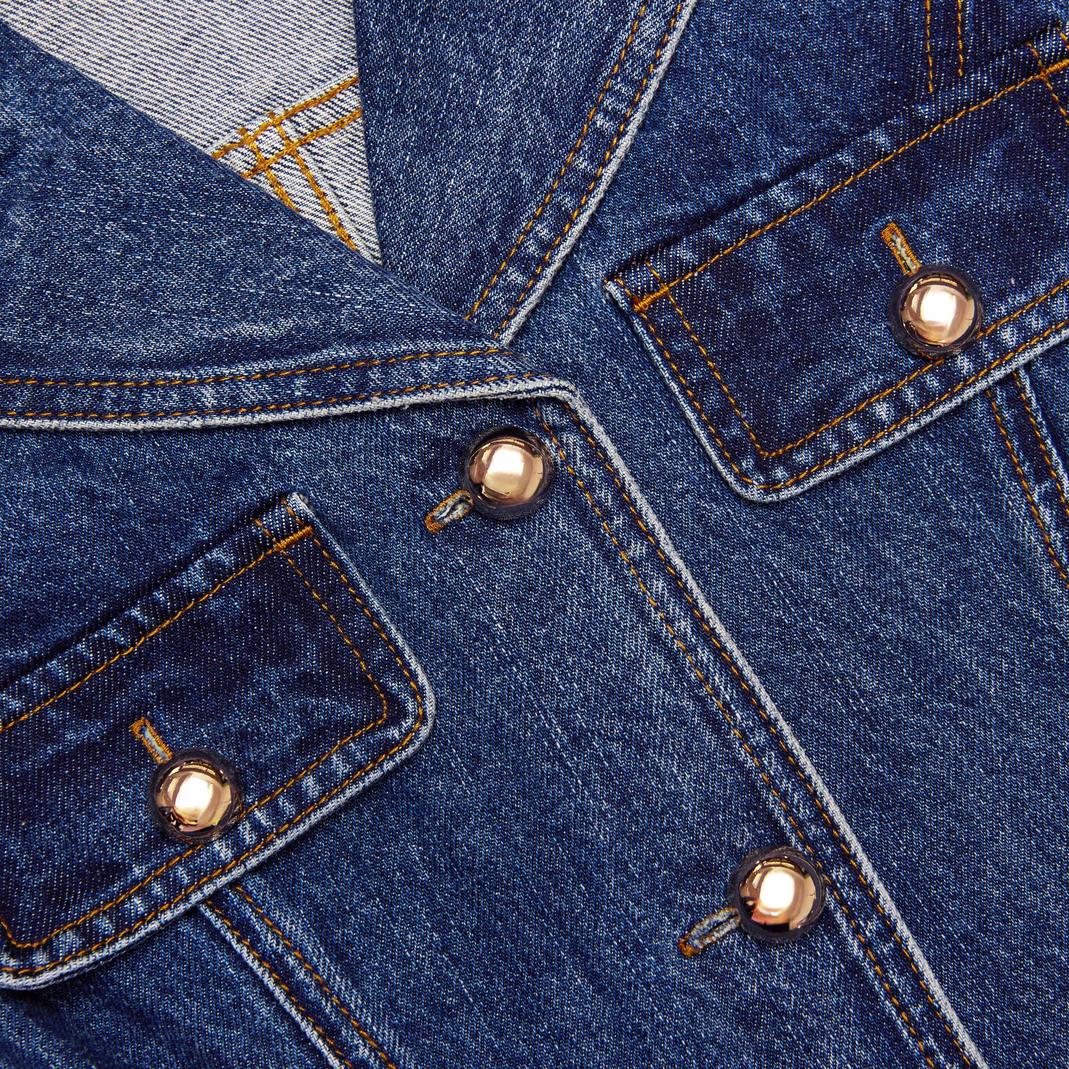 Denim Collared Mini Dress - Image 5