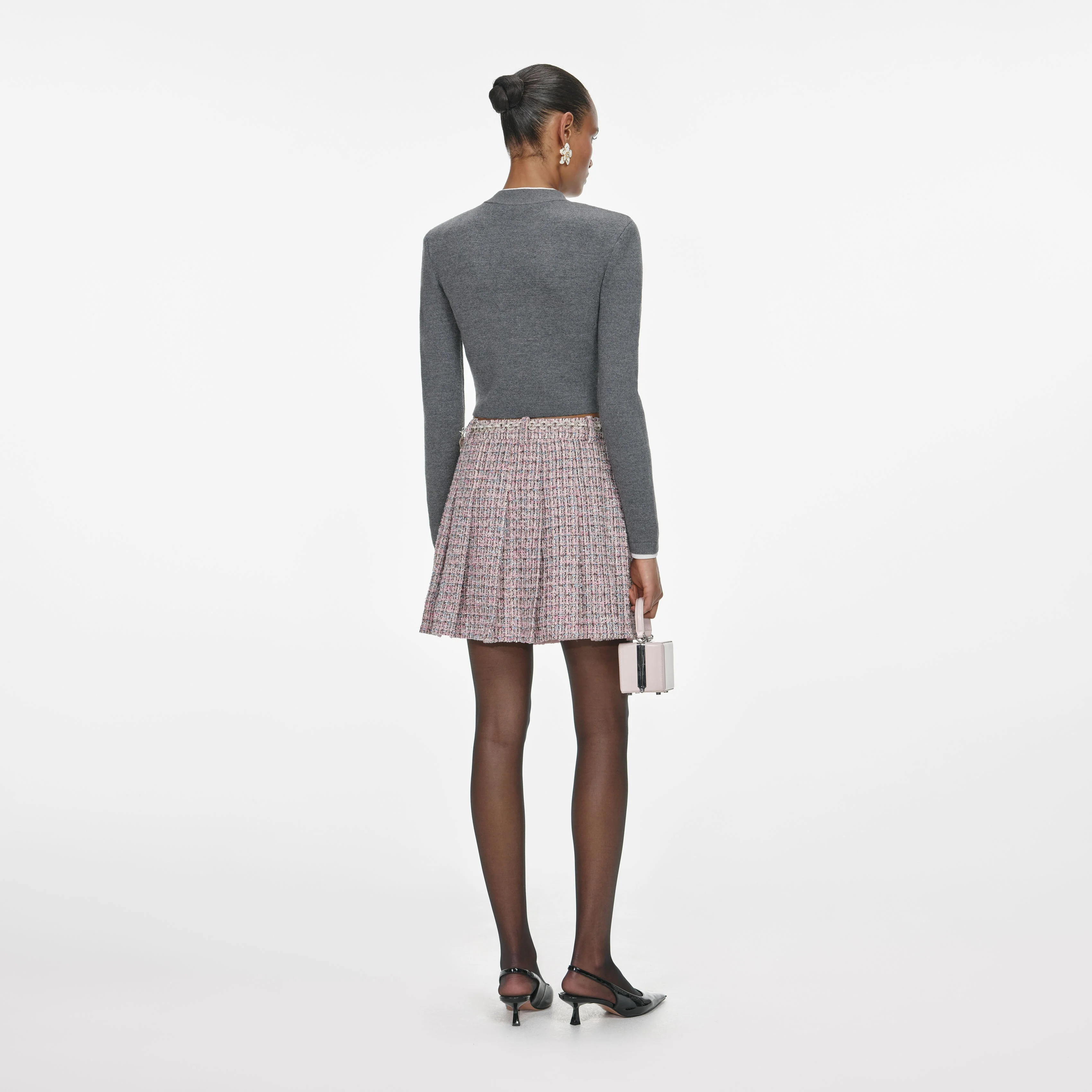 Grey Crochet Flower Cardigan - Image 3