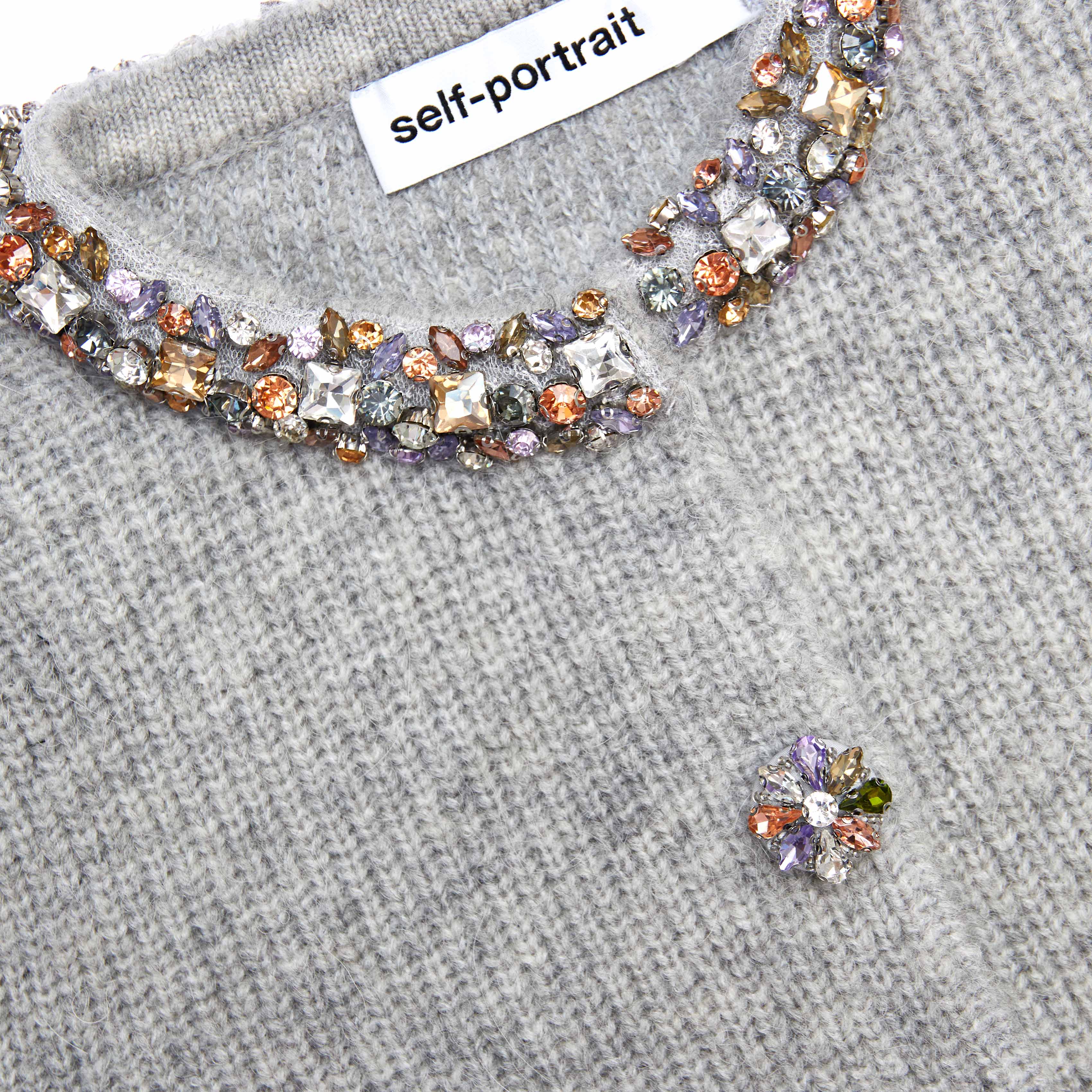 Grey Embellished Trim Knit Top - Image 5