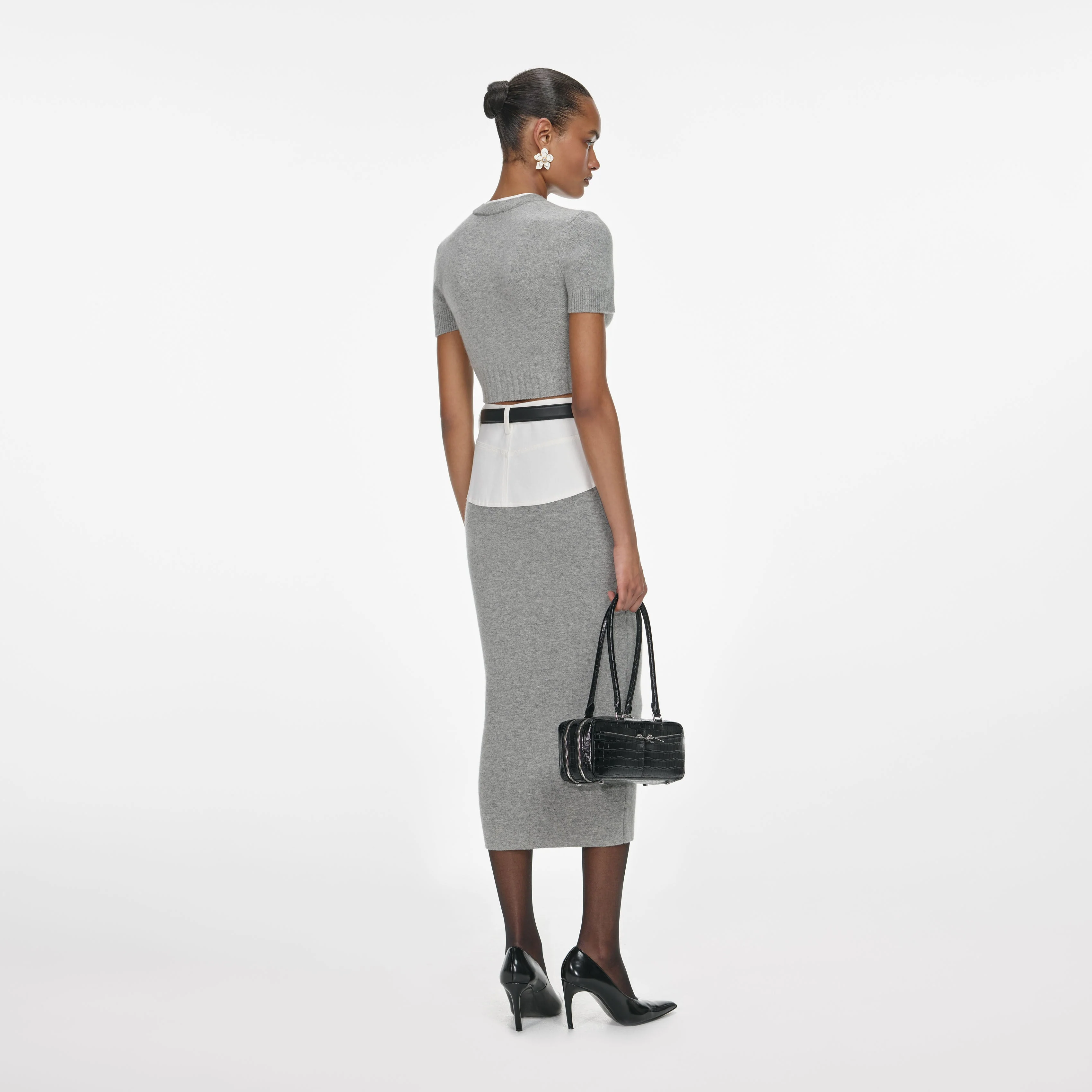 Grey Short Sleeve Knit Top - Image 3