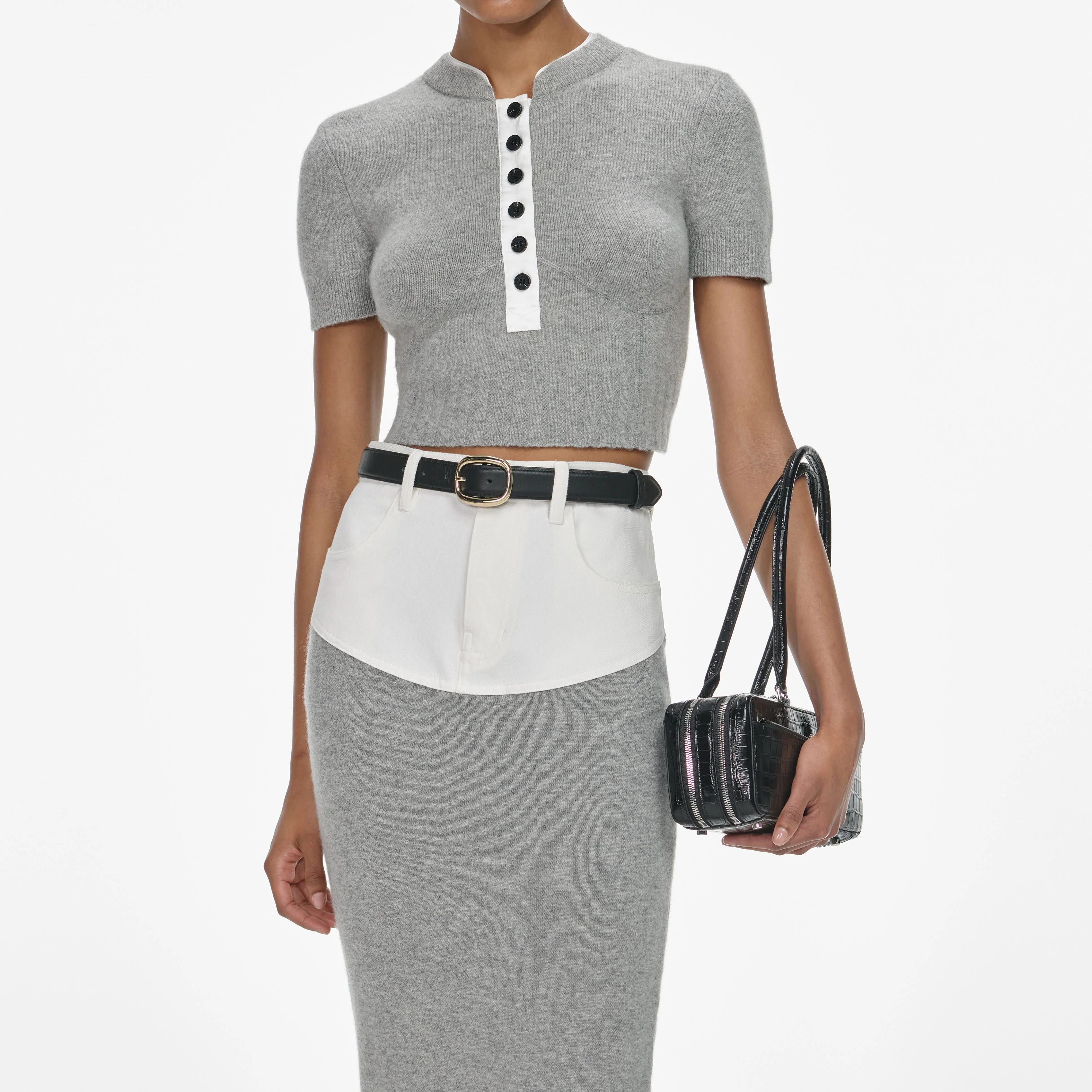 Grey Short Sleeve Knit Top - Image 4