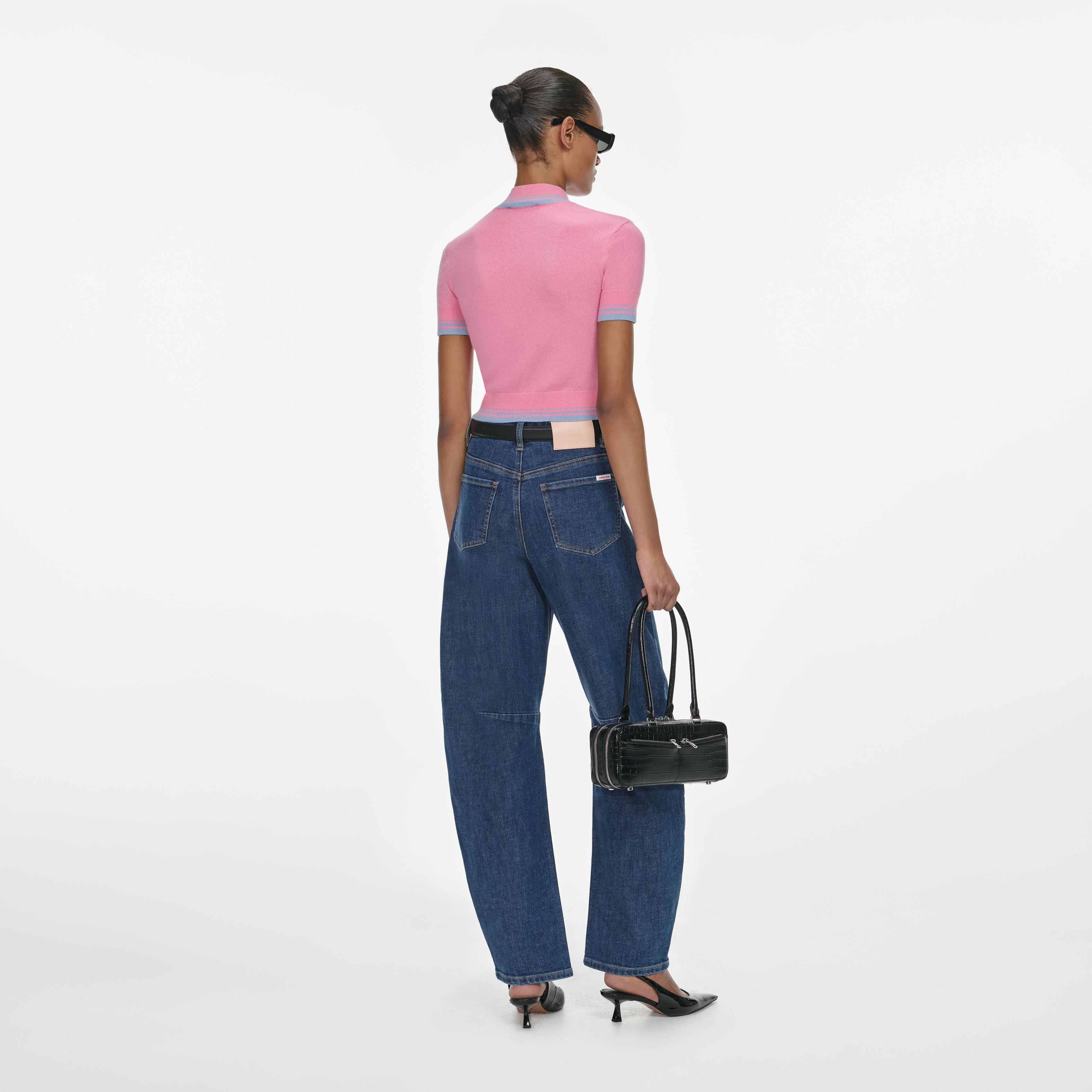 Pink Contrast Stripe Knit Top - Image 3