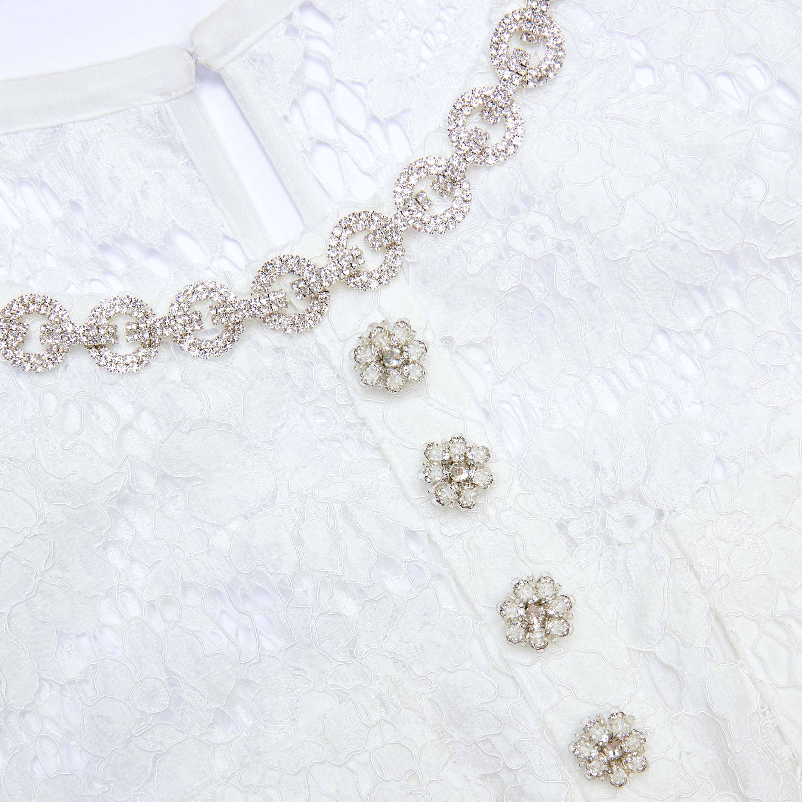 White Lace Satin Maxi Dress - Image 5