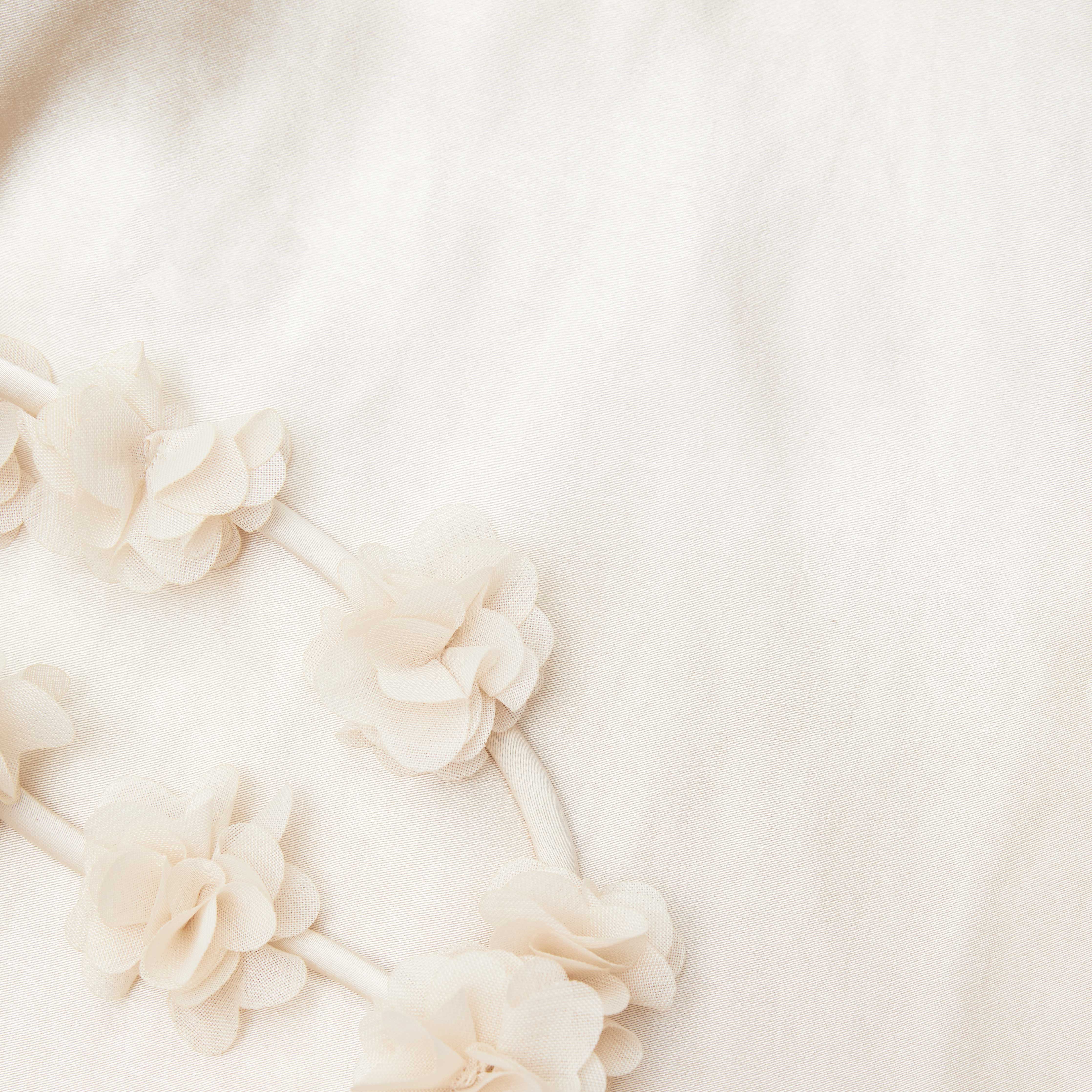 Champagne Satin Flower Maxi Dress - Image 5