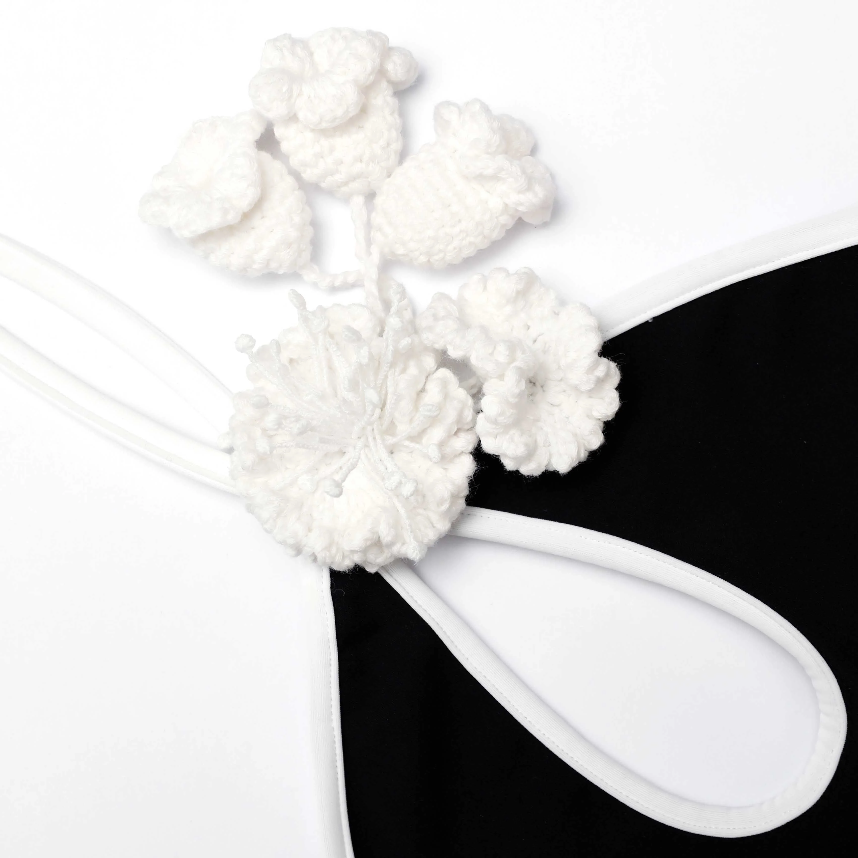 Black Crochet Flower Swimsuit - Image 5