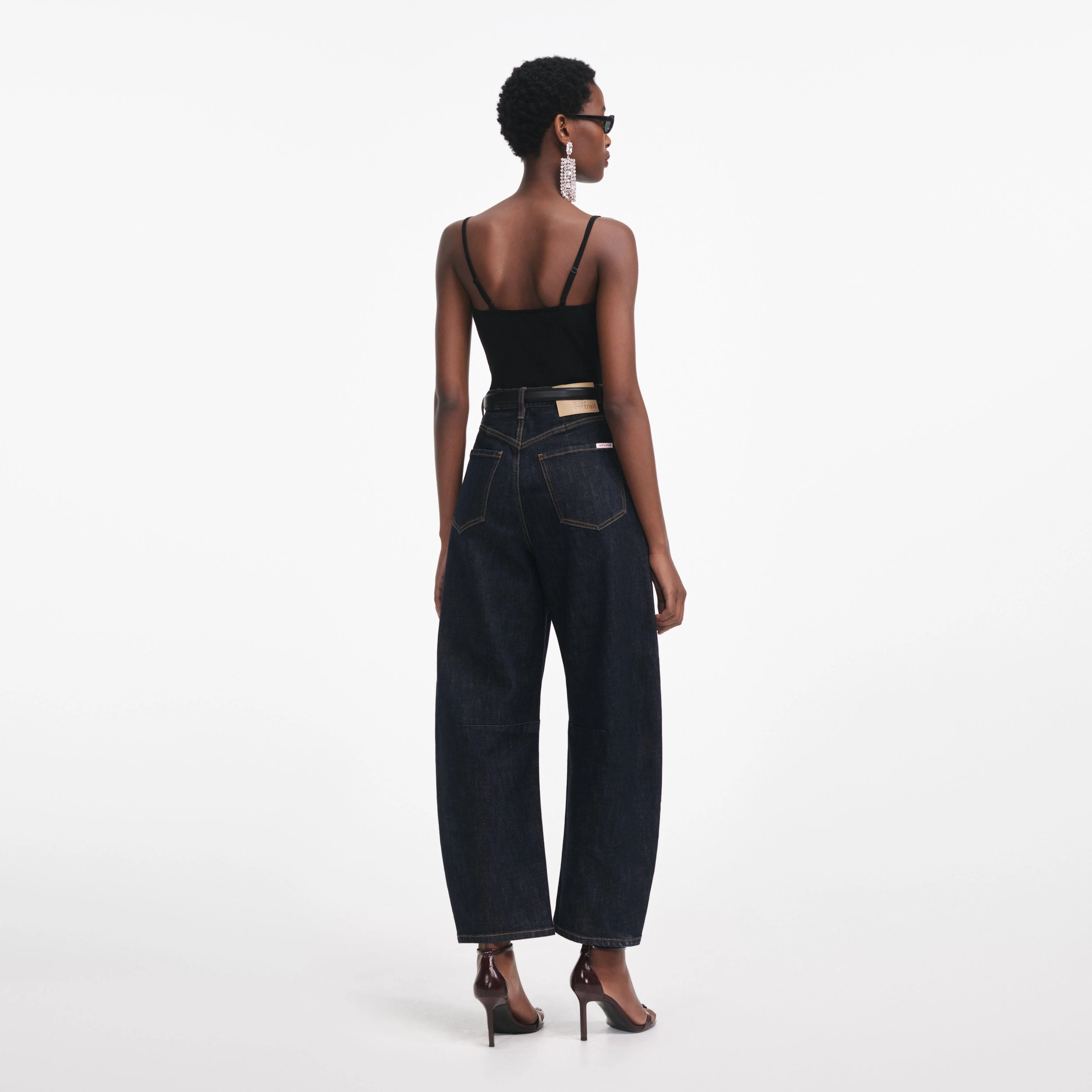 Black Lace Trim Rib Knit Top - Image 3