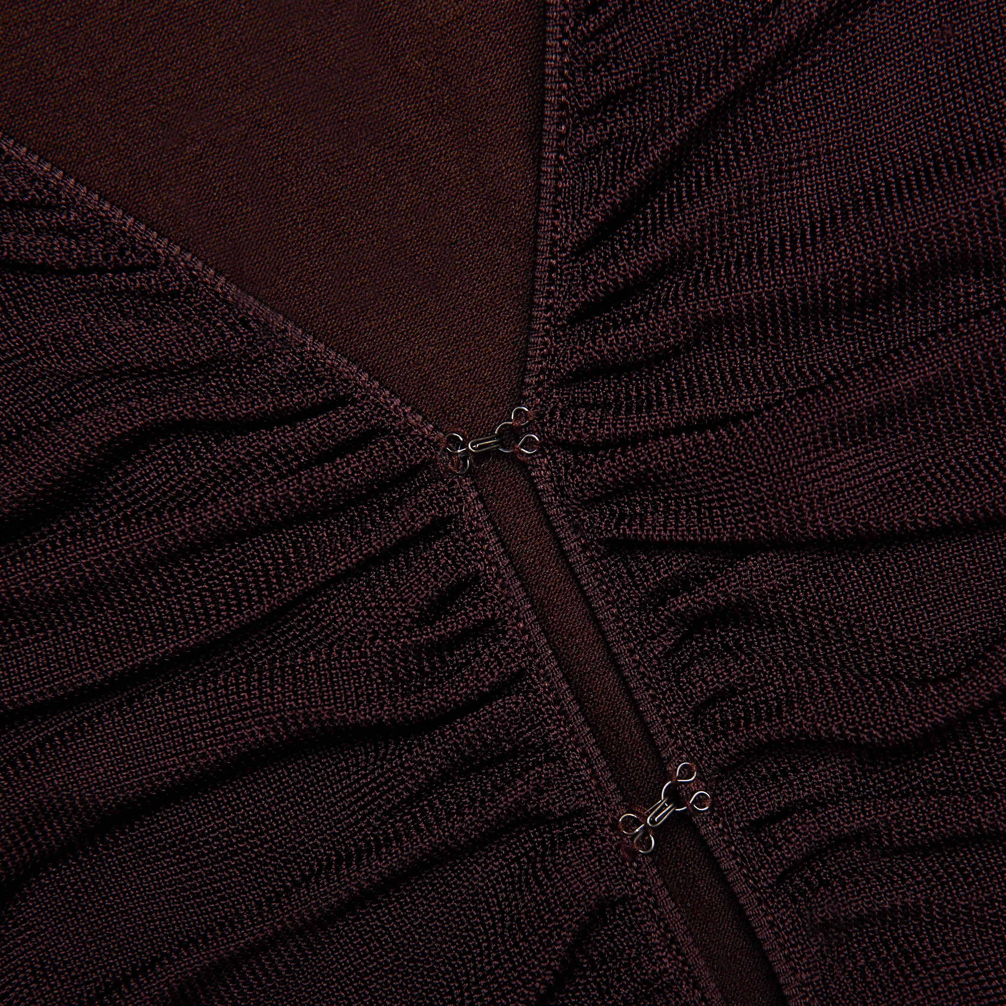 Brown Gathered Viscose Knit Midi Dress - Image 5