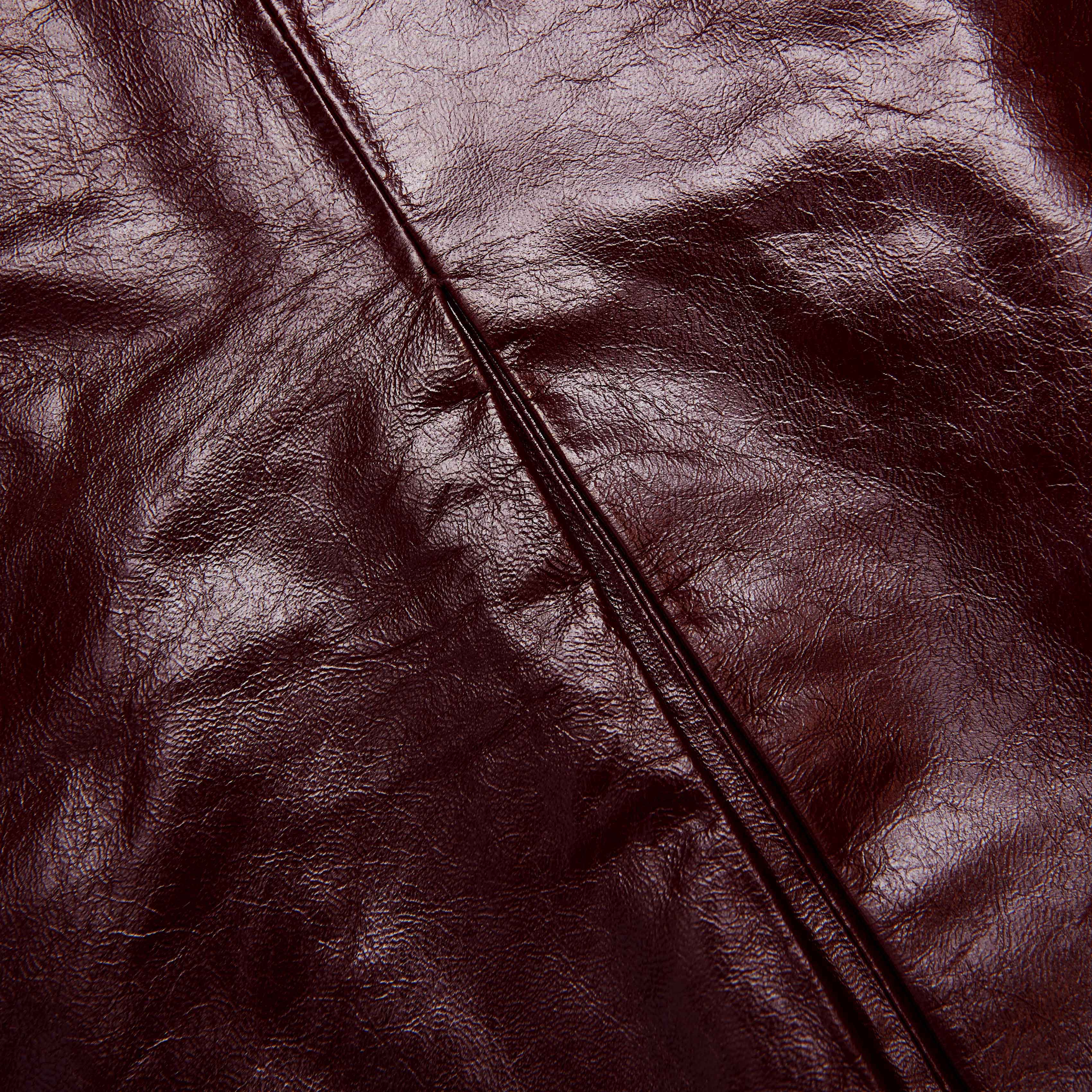 Burgundy Leather  Mini Skirt - Image 5