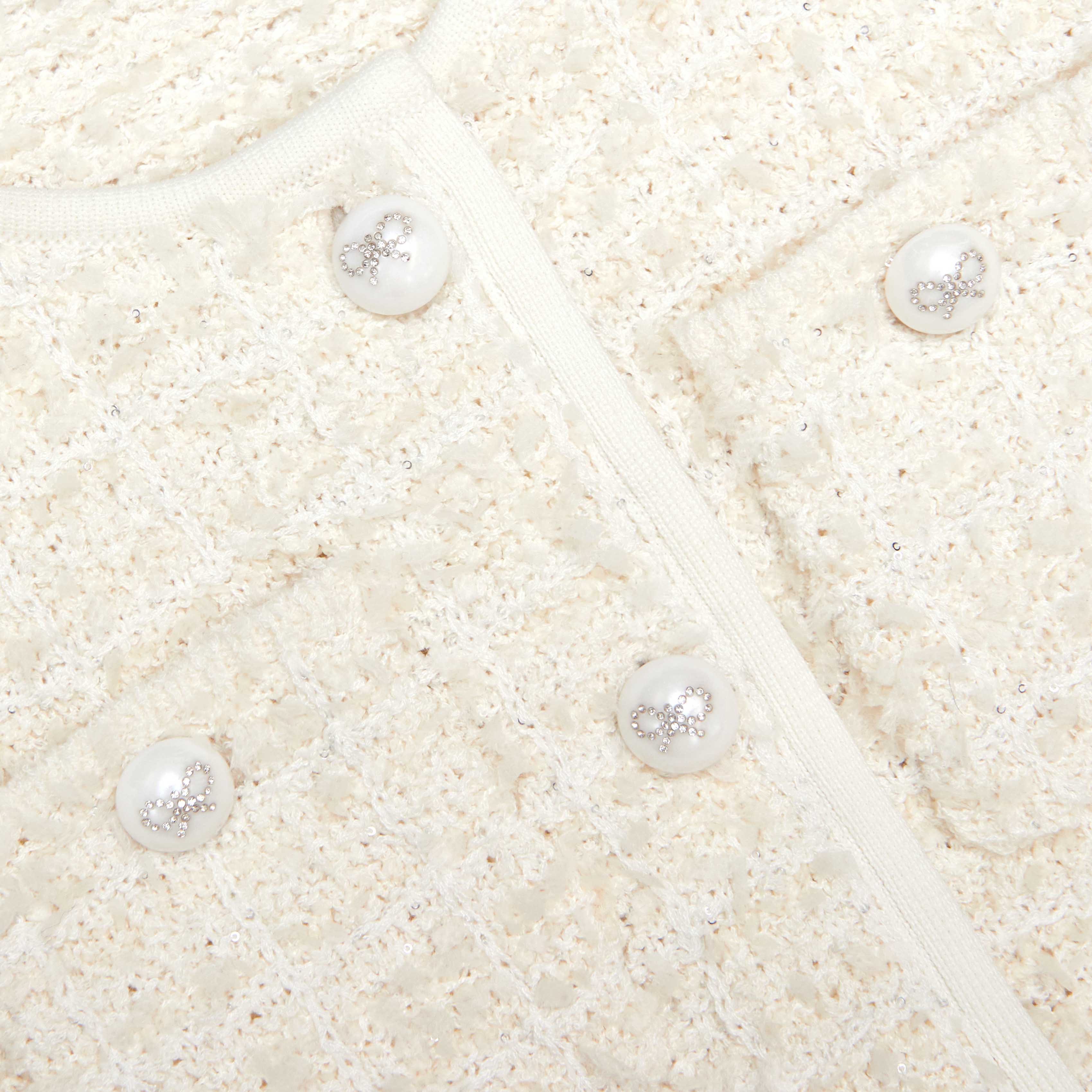 Cream Textured Bow Detail Cardigan - Image 4