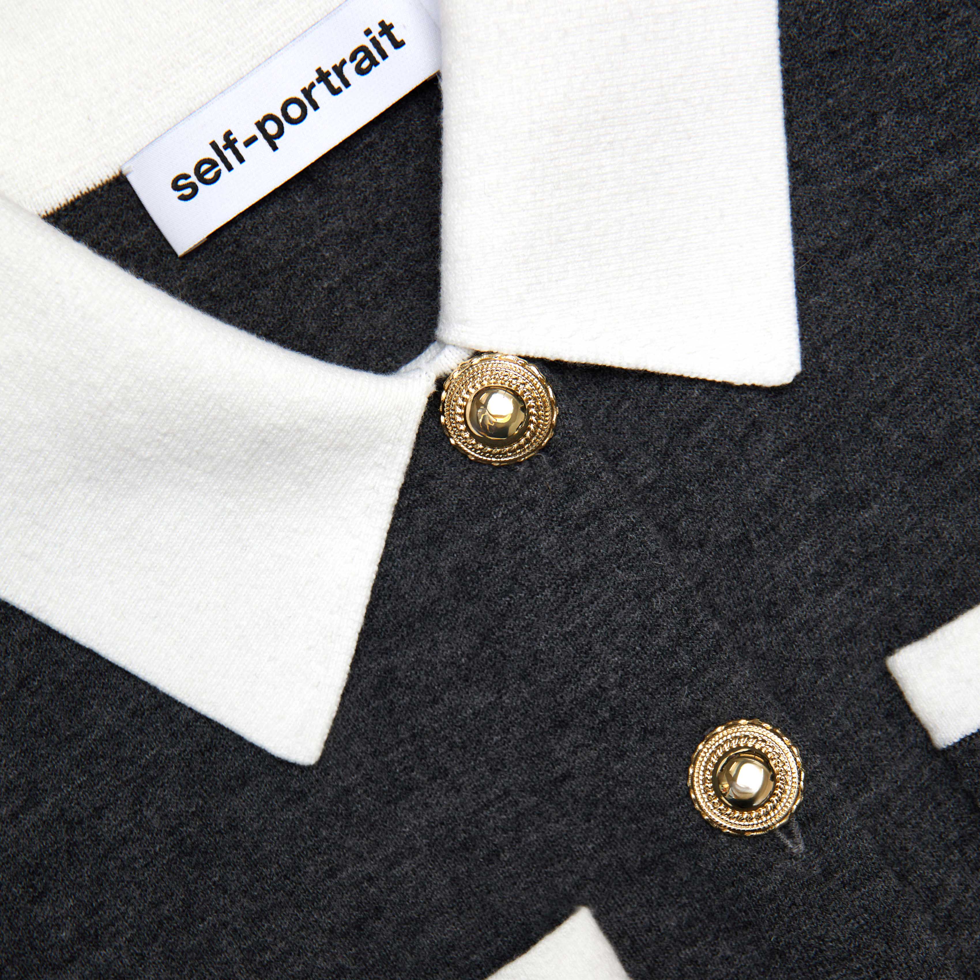 Grey Contrast Collar Cardigan - Image 5