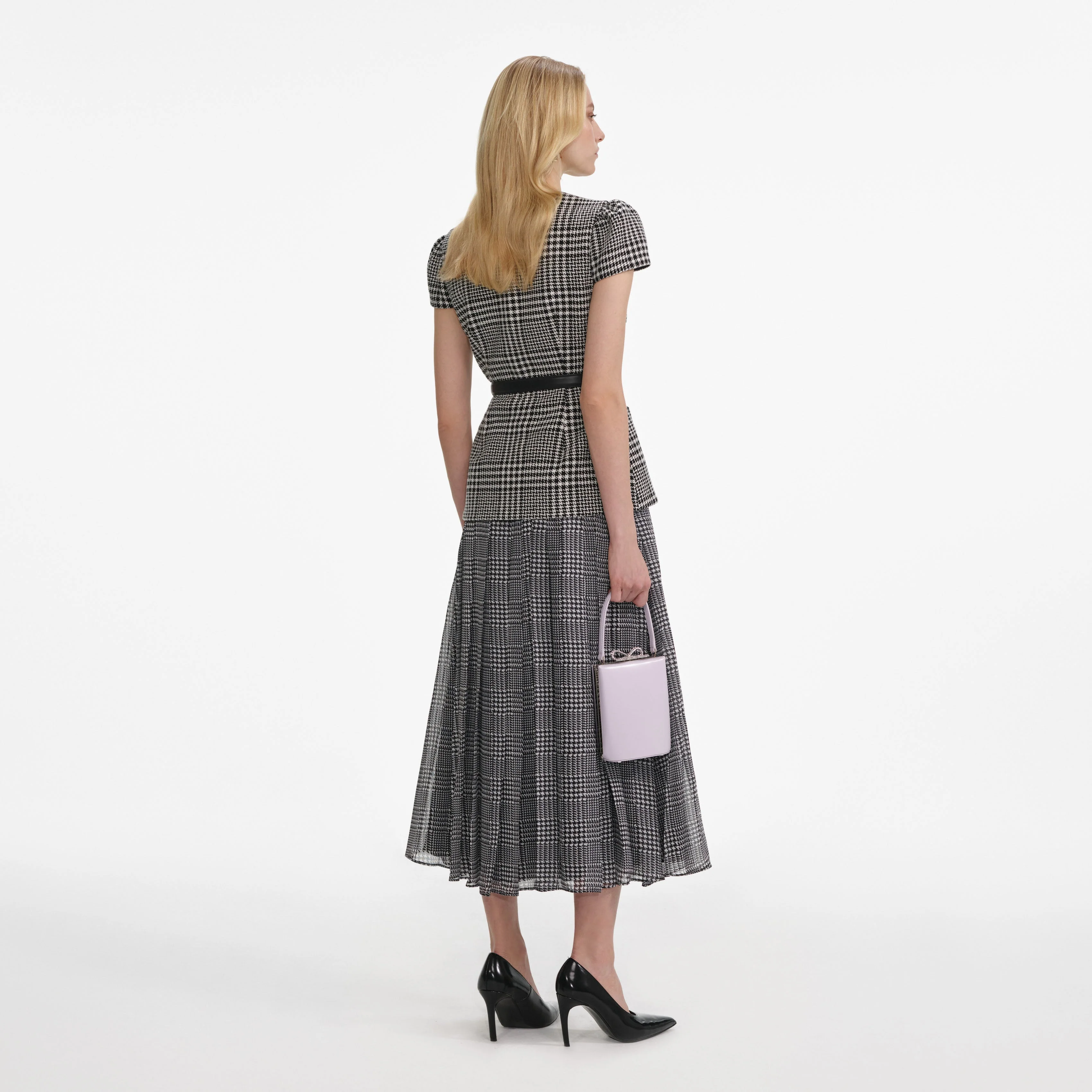 Houndstooth Tailored Midi Dress - Image 3