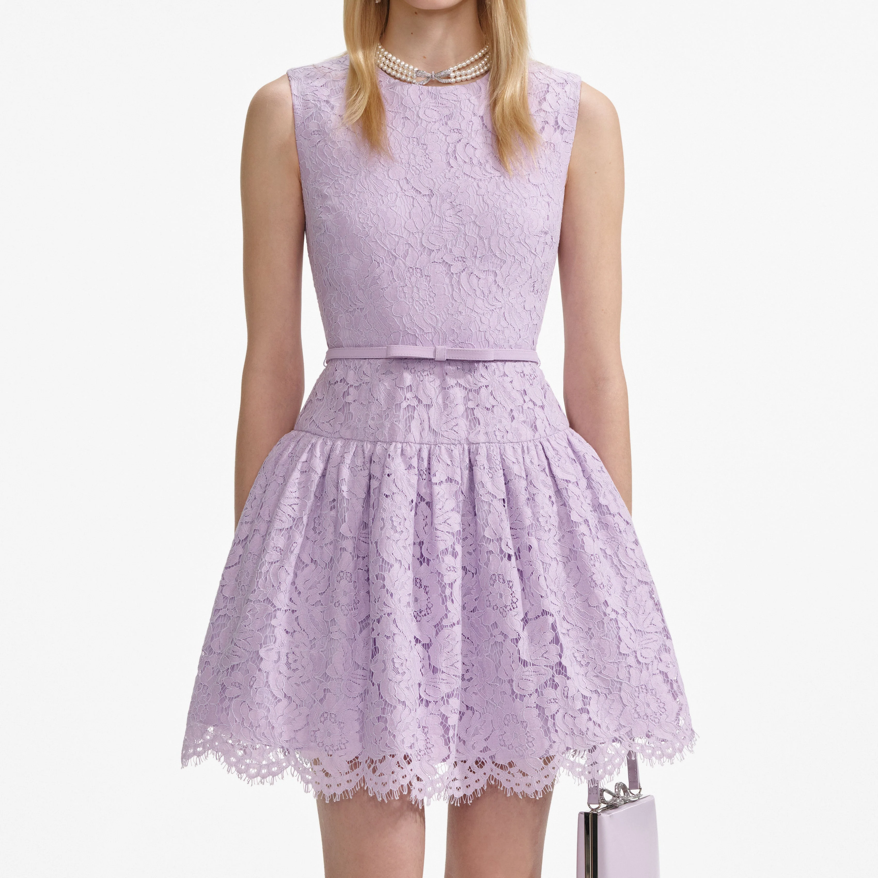 Lilac Lace Sleeveless Mini Dress - Image 4