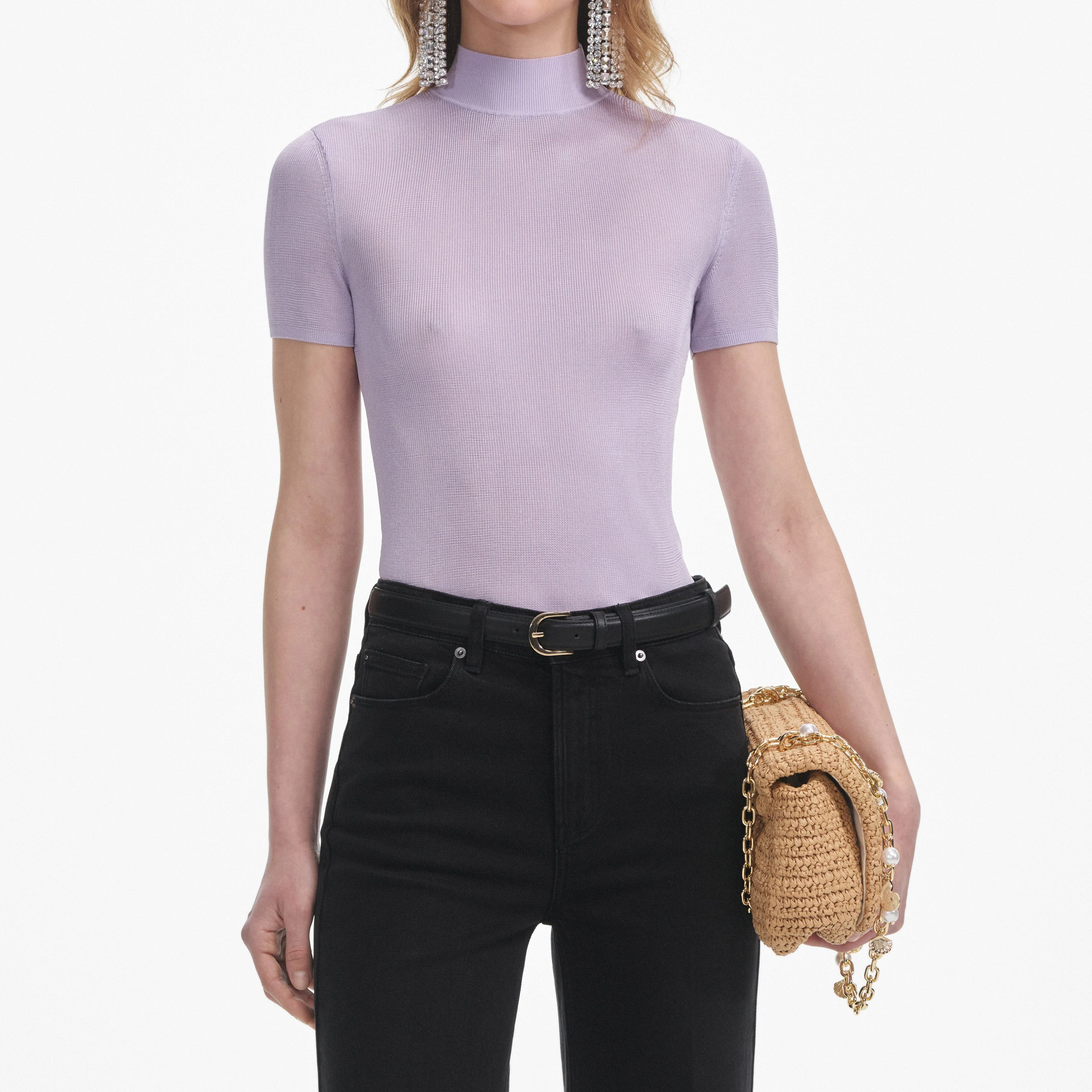 Lilac Viscose Knit Short Sleeve Top - Image 4