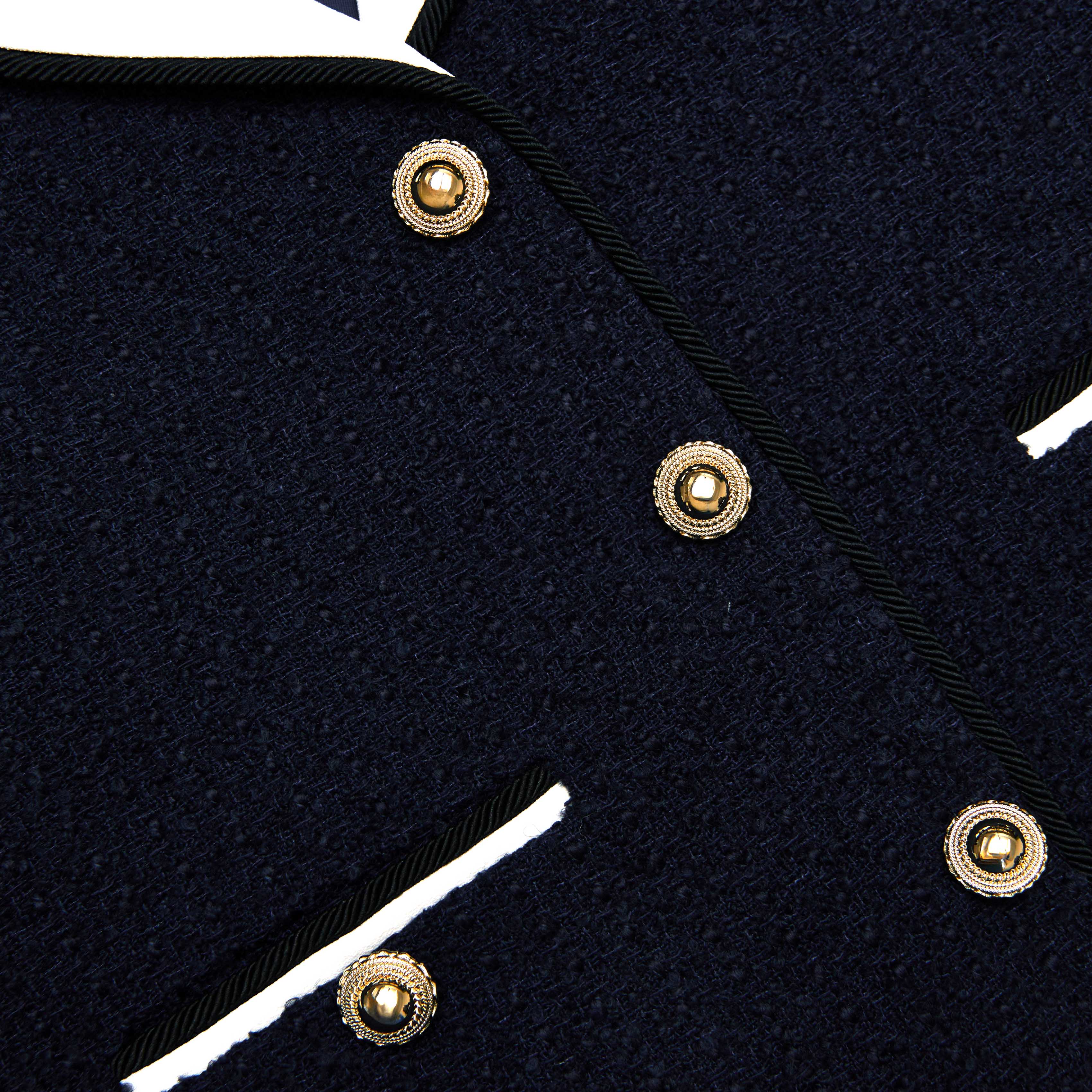 Navy Boucle Contrast Collar Jacket - Image 5