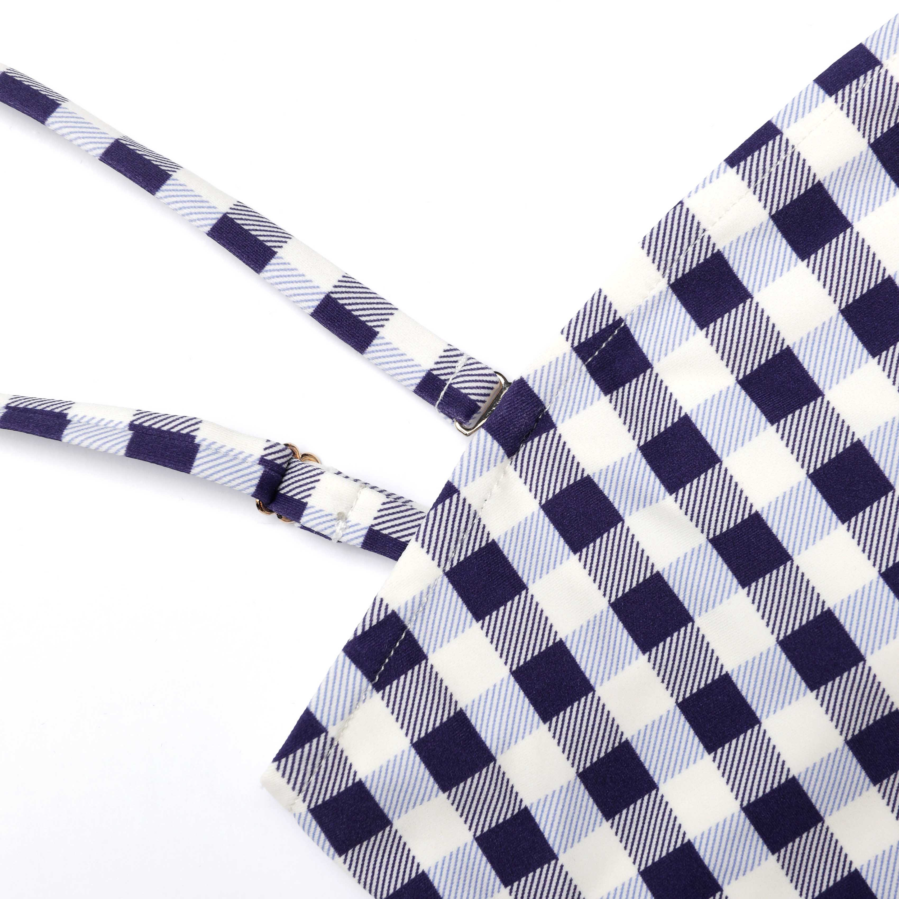 Navy Gingham Bikini Top - Image 5