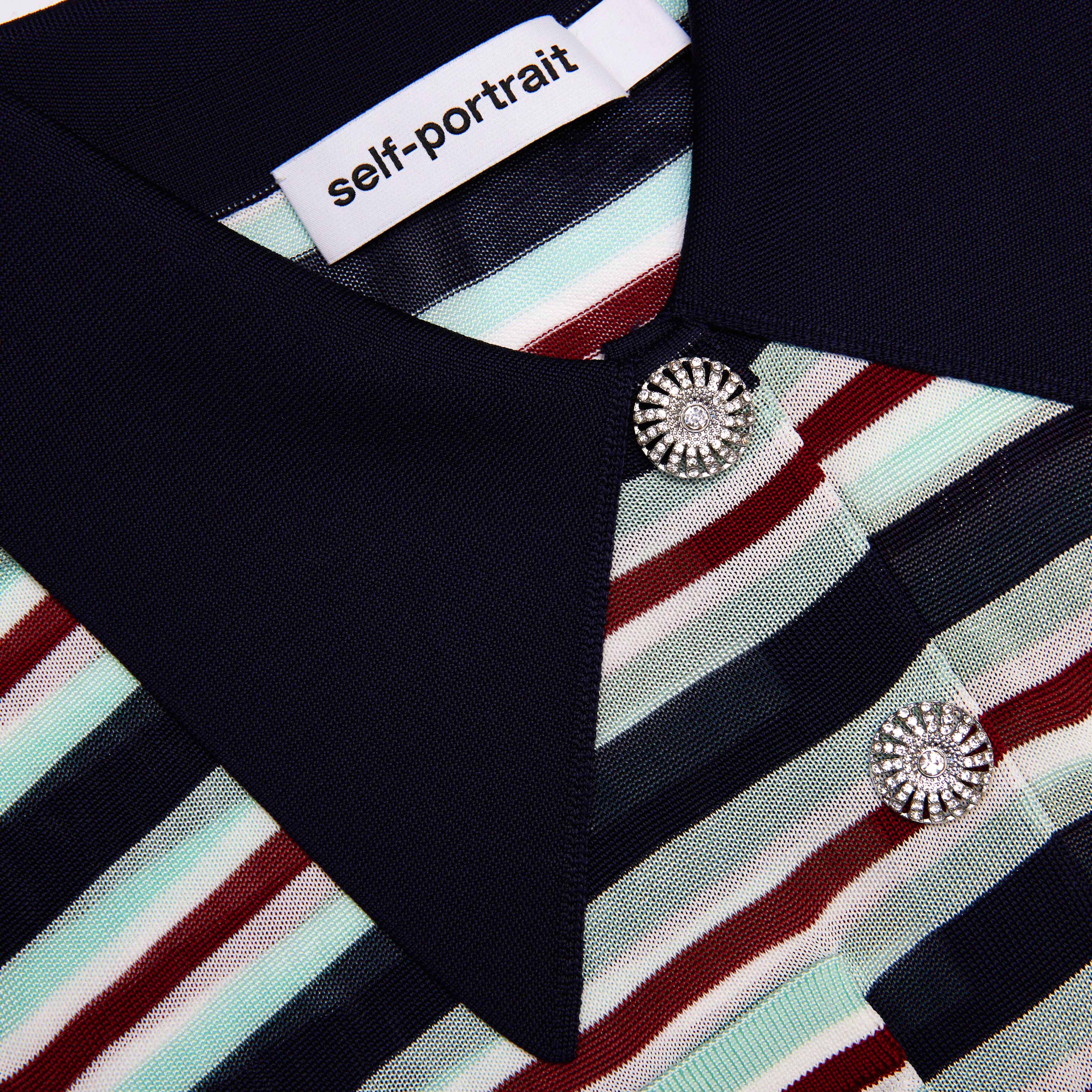 Navy Striped Viscose Knit Top - Image 6