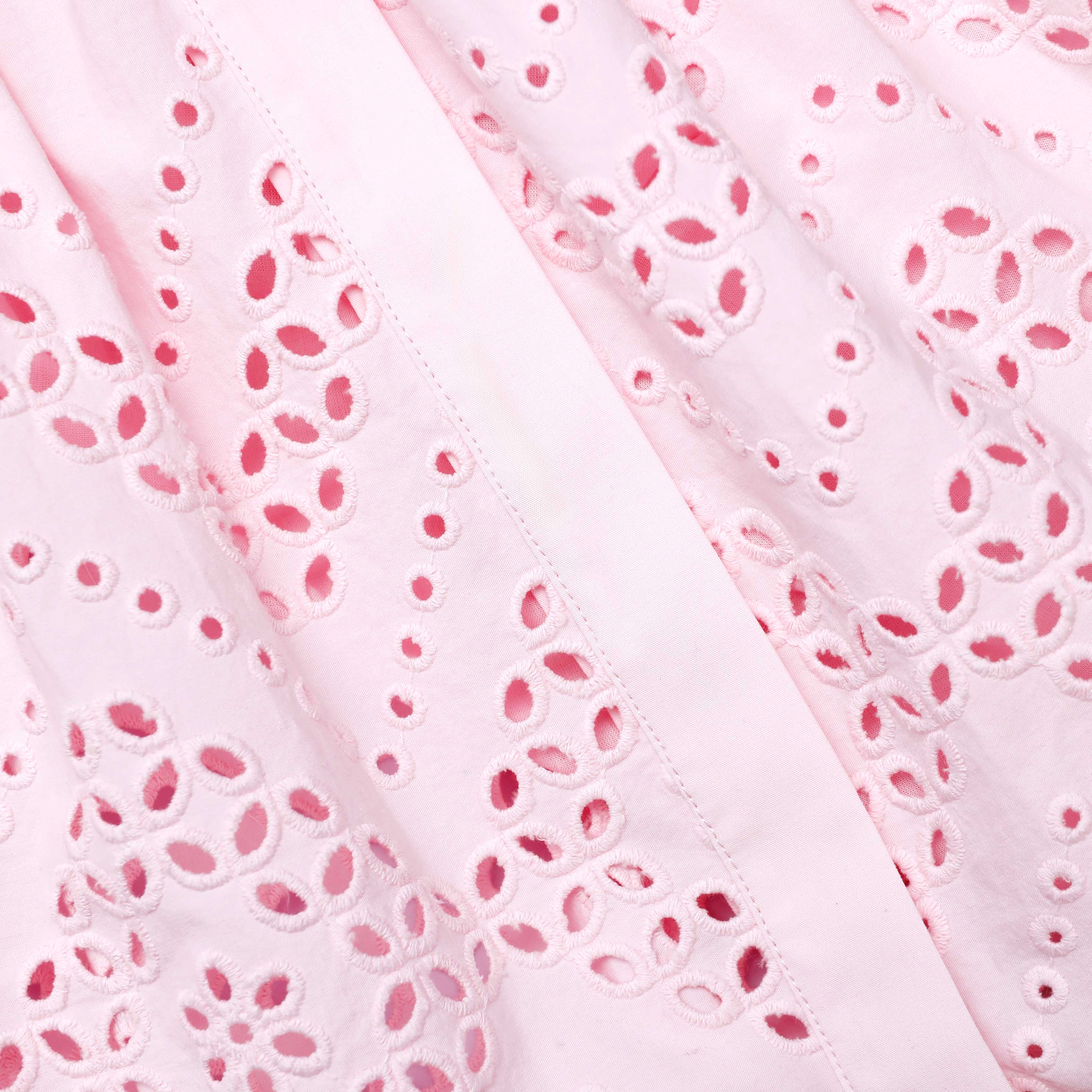 Pink Cotton Broderie Mini Dress - Image 5