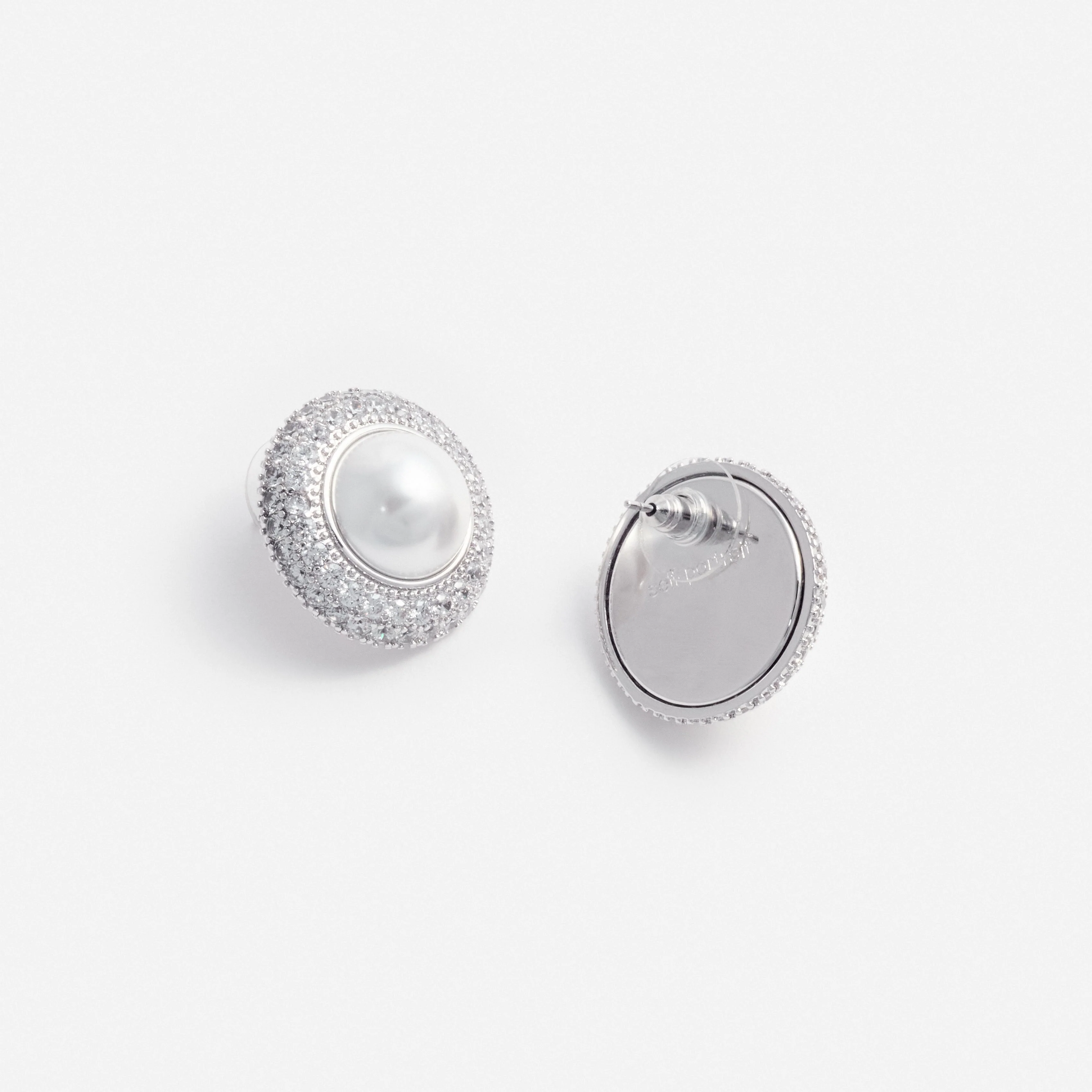 Small Crystal Pearl Earrings - Image 3