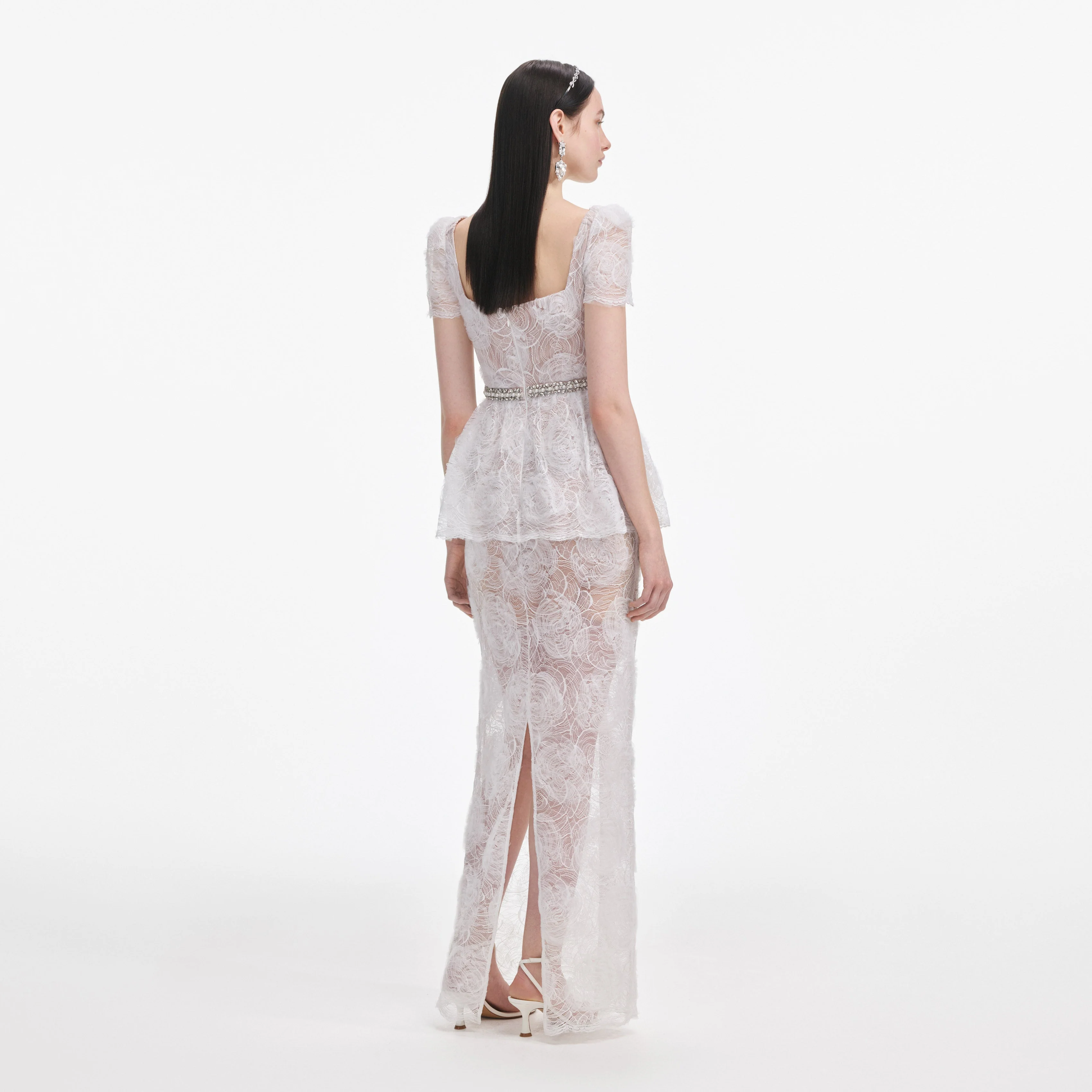 White Tulle Lace Maxi Dress - Image 3