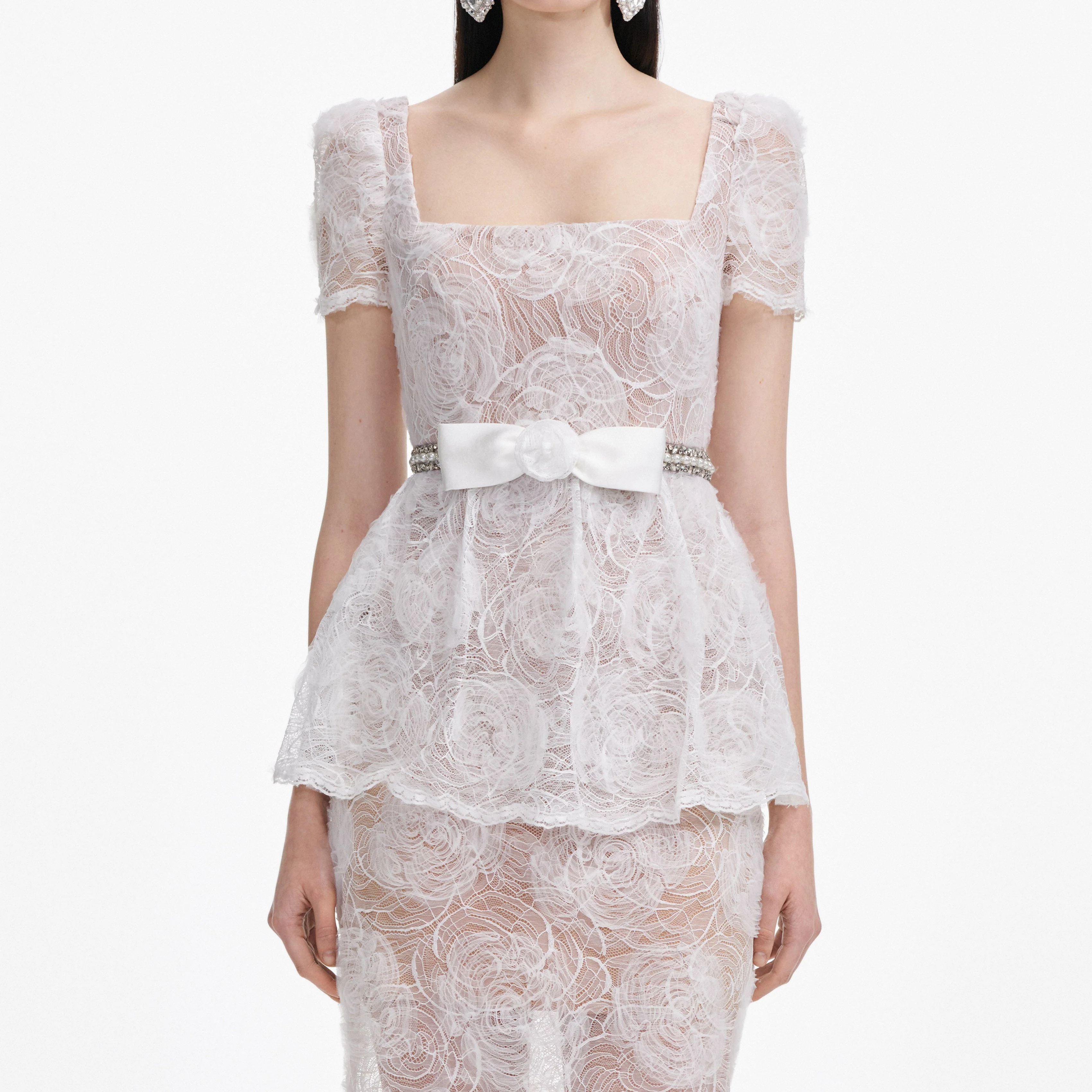 White Tulle Lace Maxi Dress - Image 4