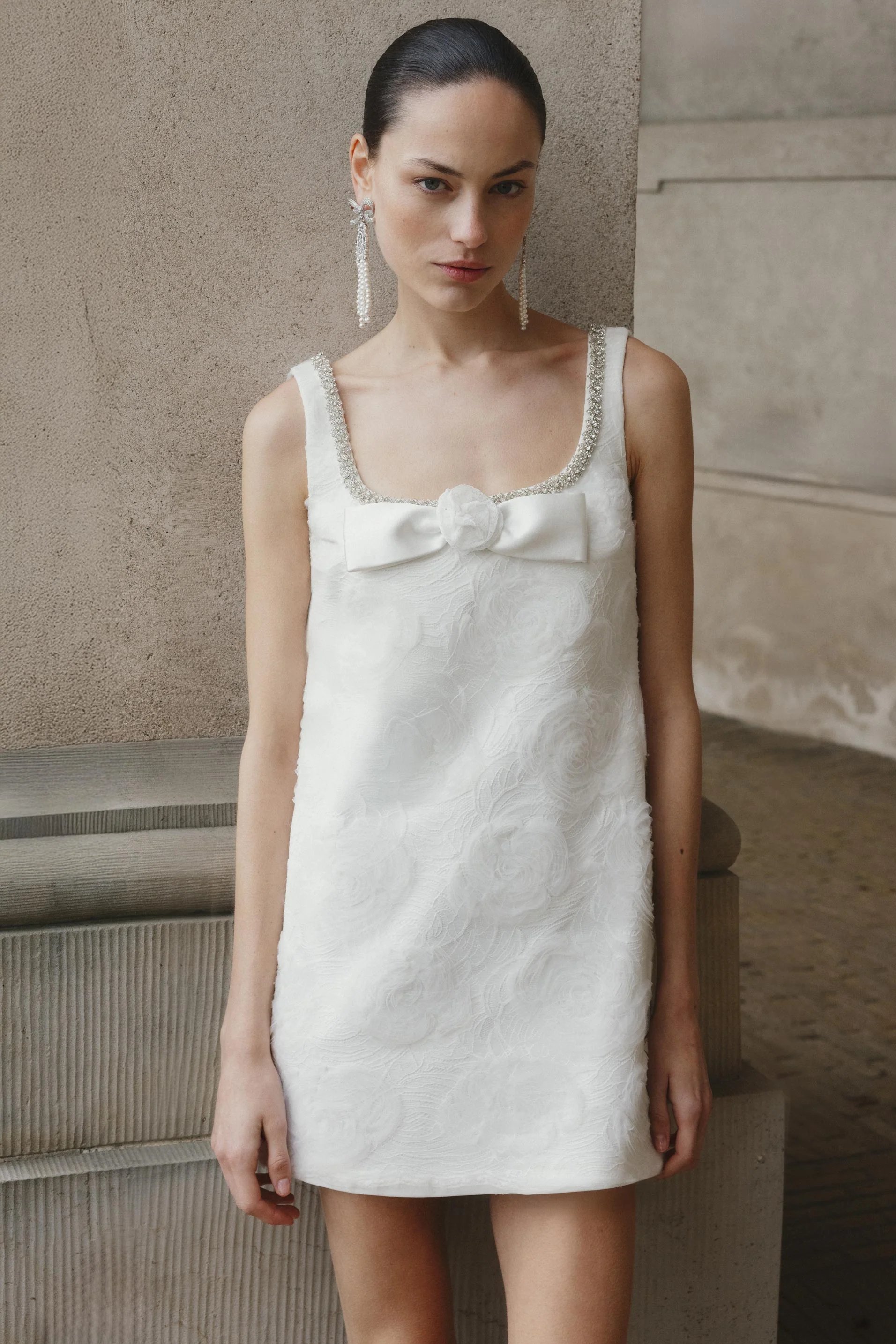 White Tulle Lace Mini Dress - Image 6