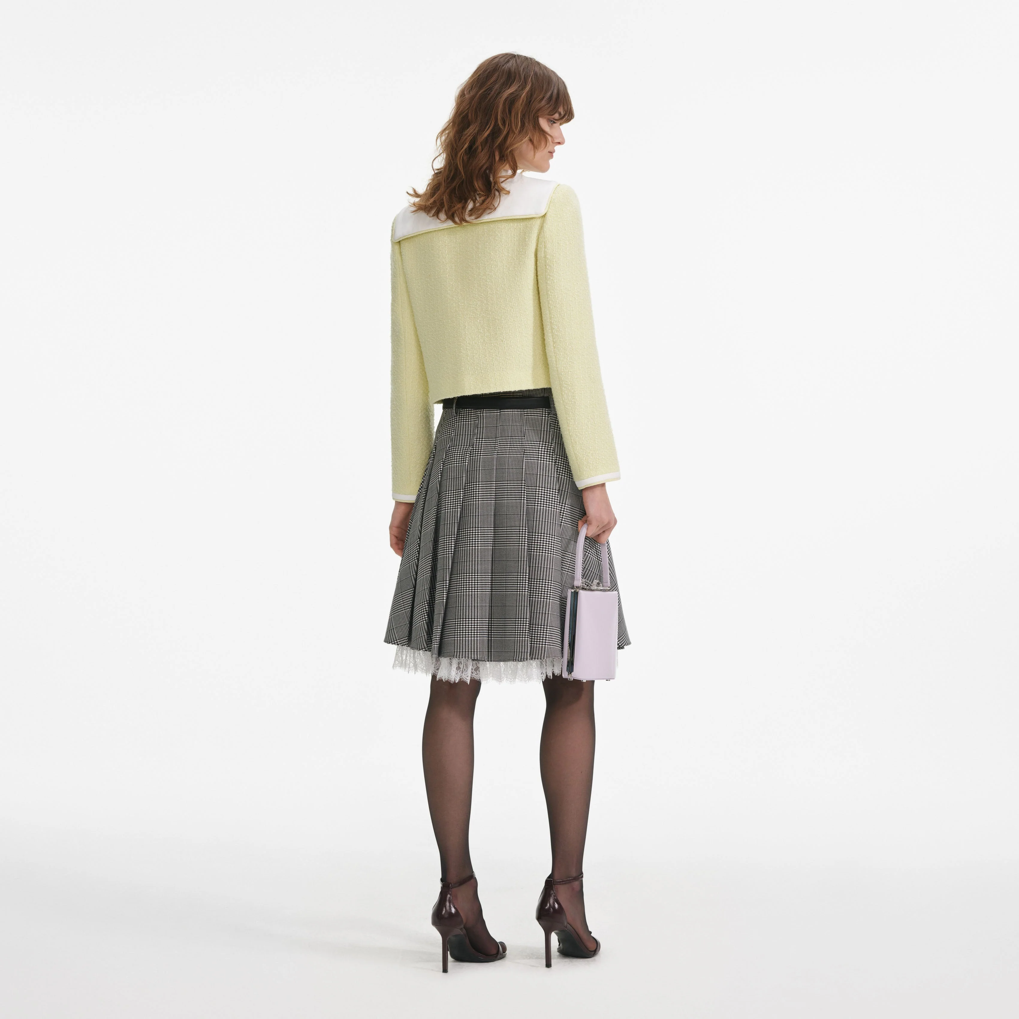 Yellow Boucle Contrast Collar Jacket - Image 3