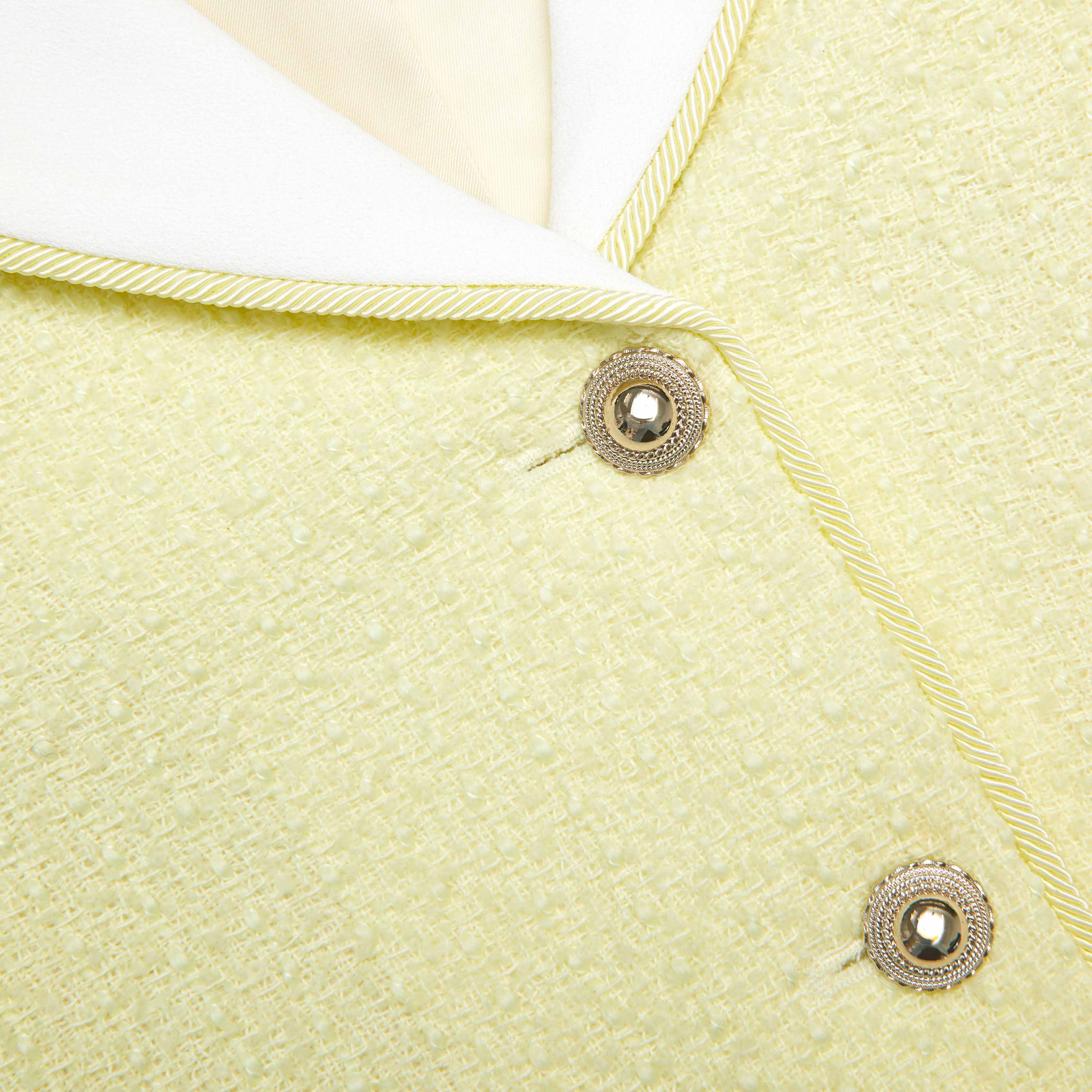 Yellow Boucle Contrast Collar Jacket - Image 5