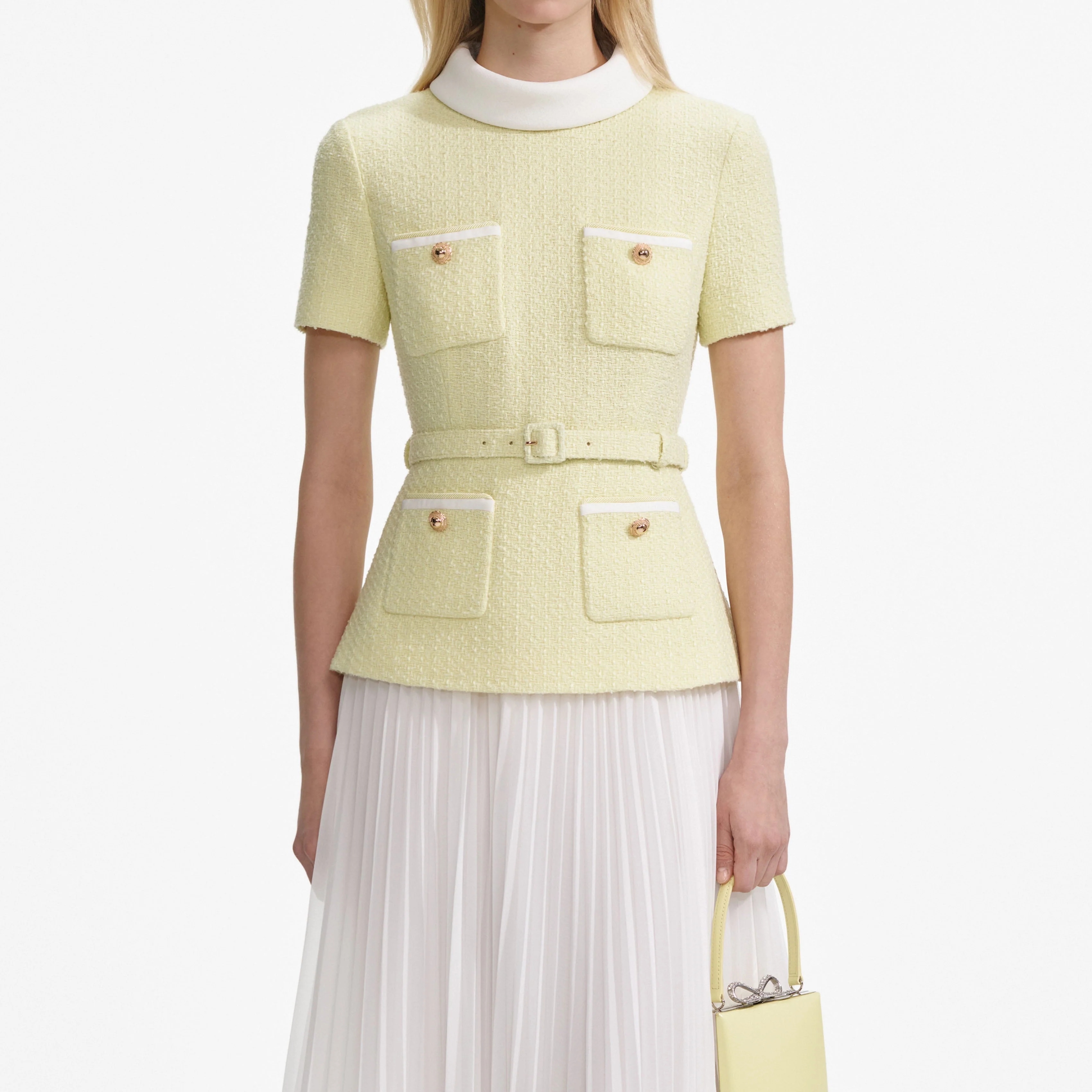 Yellow Boucle Midi Dress - Image 4