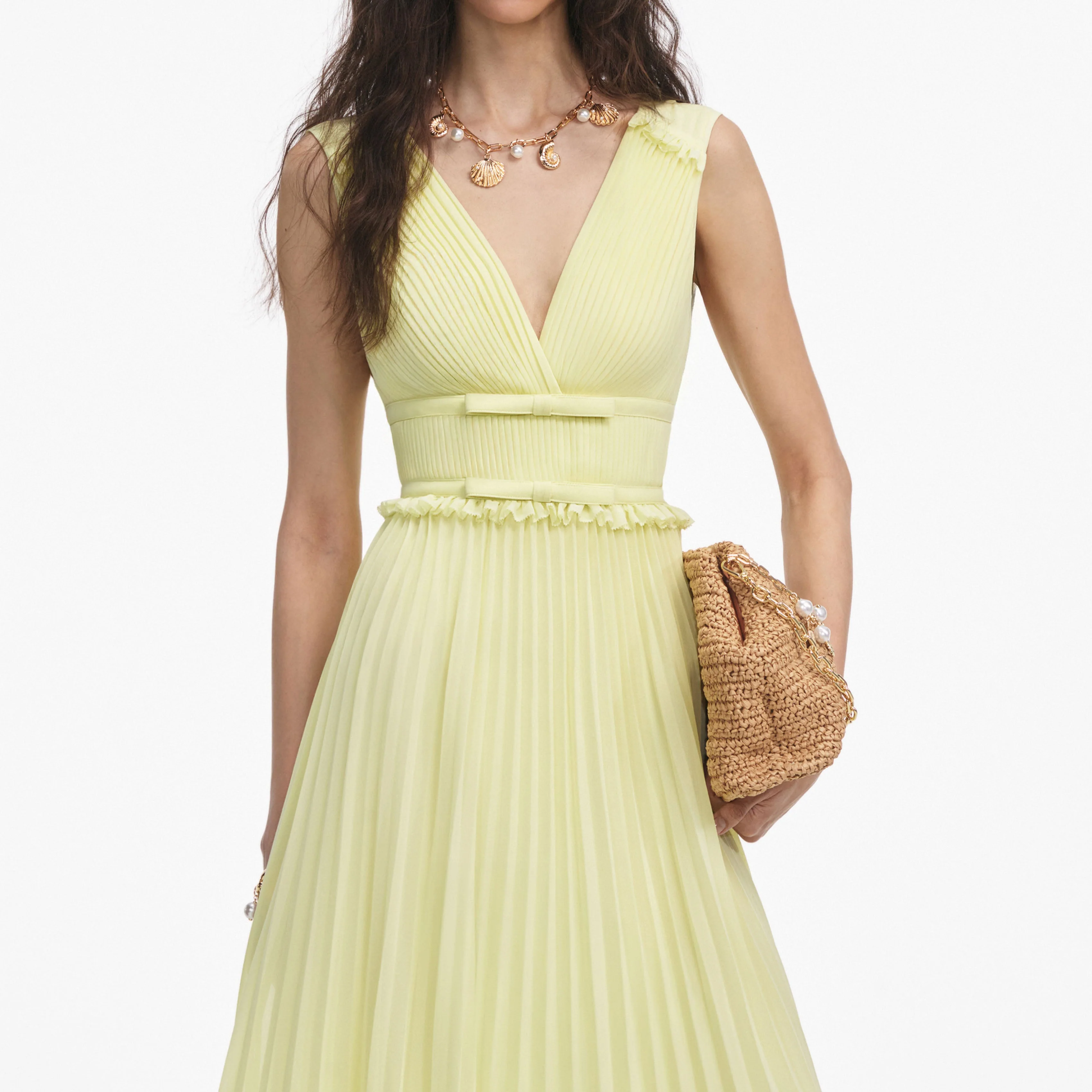 Yellow Chiffon Midi Dress - Image 4