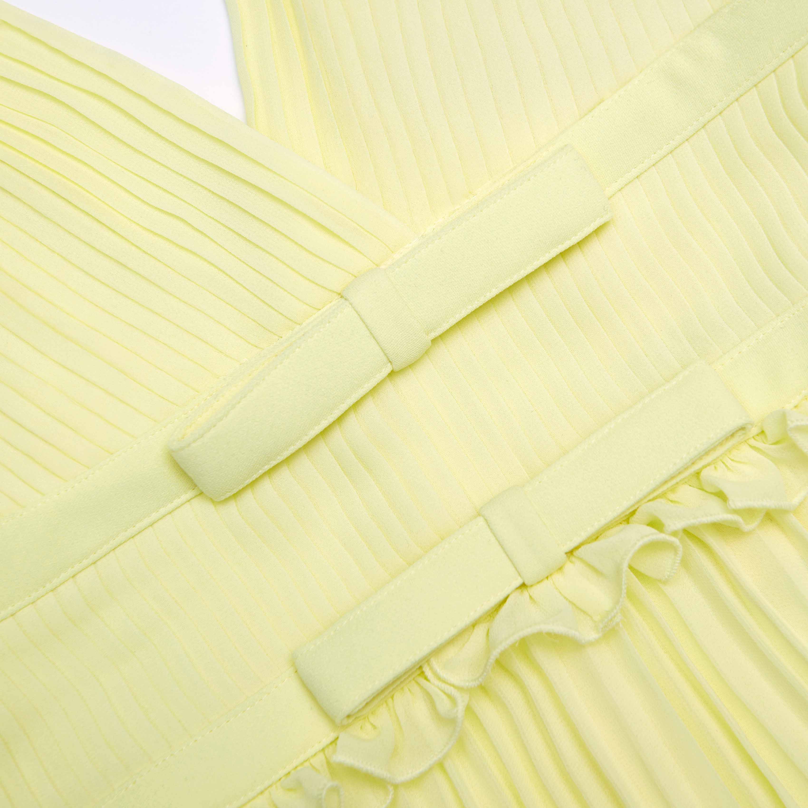 Yellow Chiffon Midi Dress - Image 5