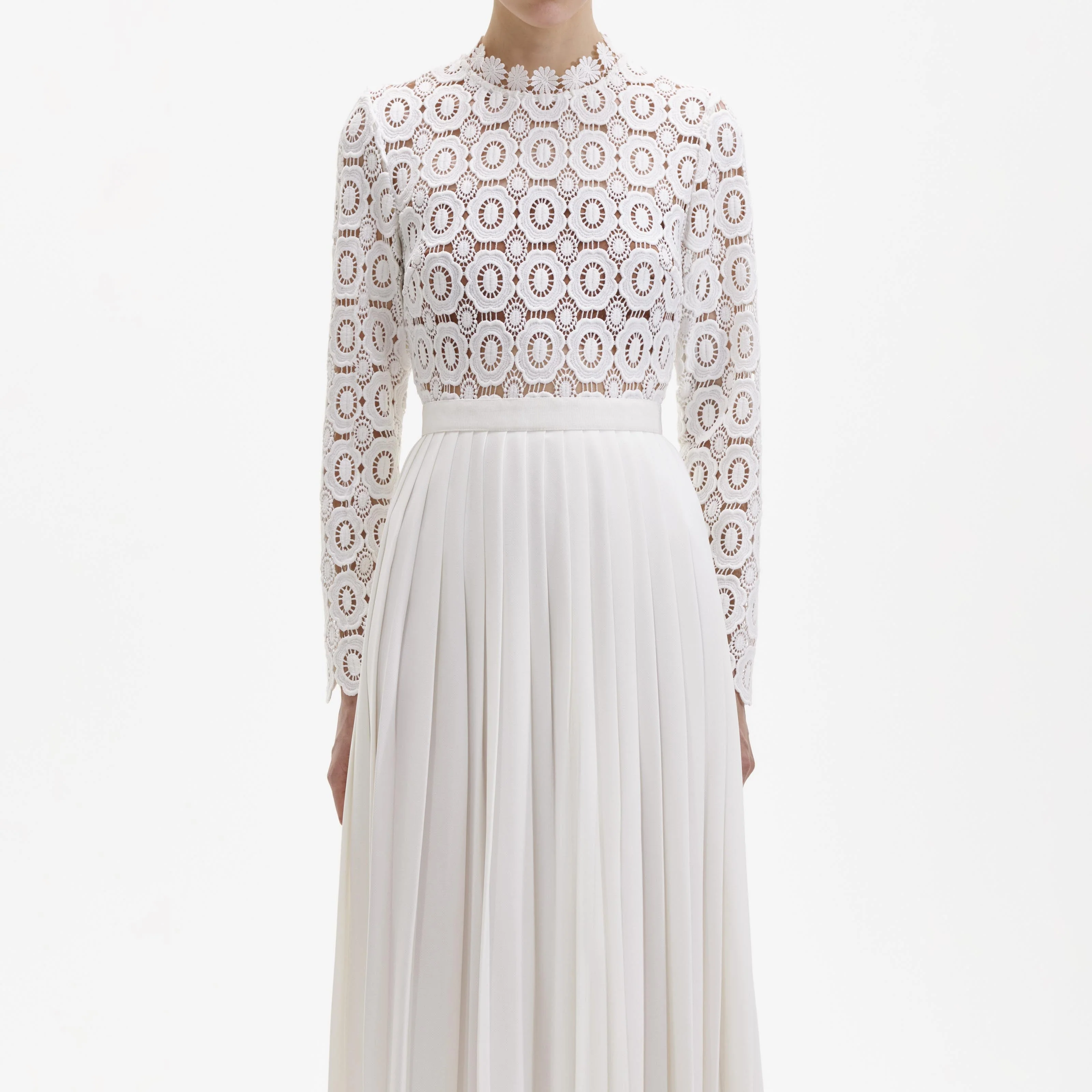 Pleated Crochet Floral Maxi Dress - Image 4