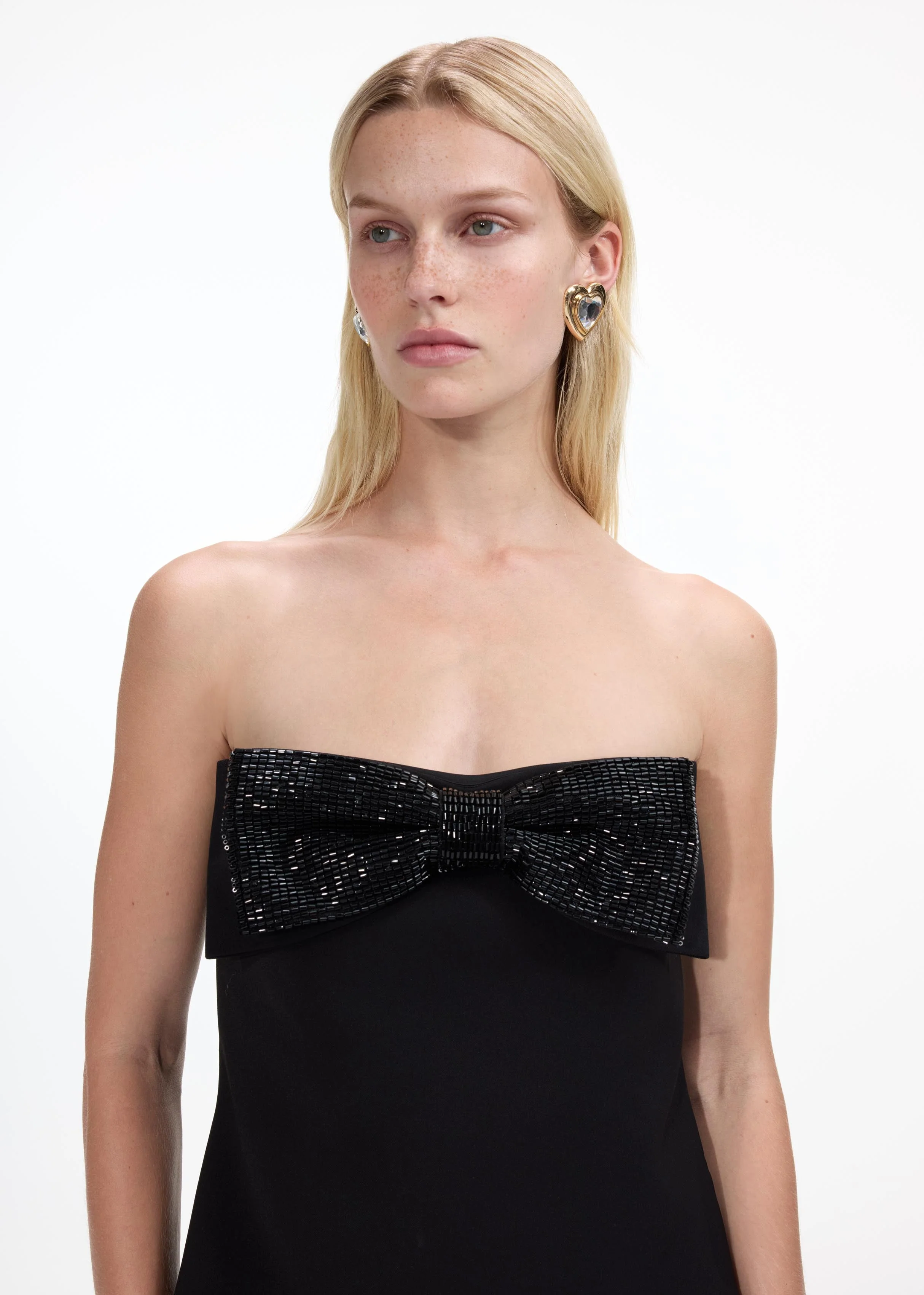 Gold Crystal Heart Earrings - Image 4