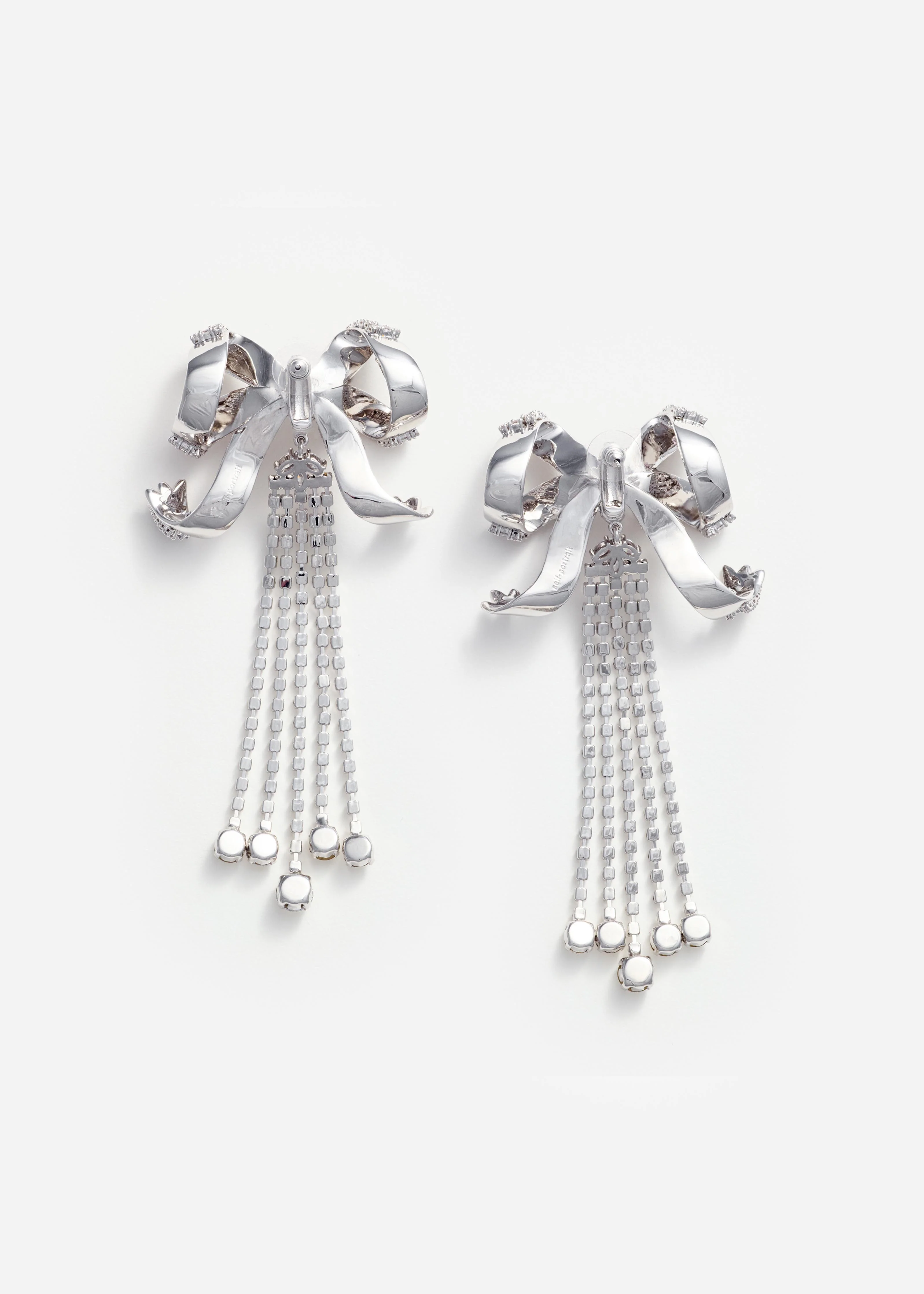 Large Crystal Bow Droplet Earrings - Image 3