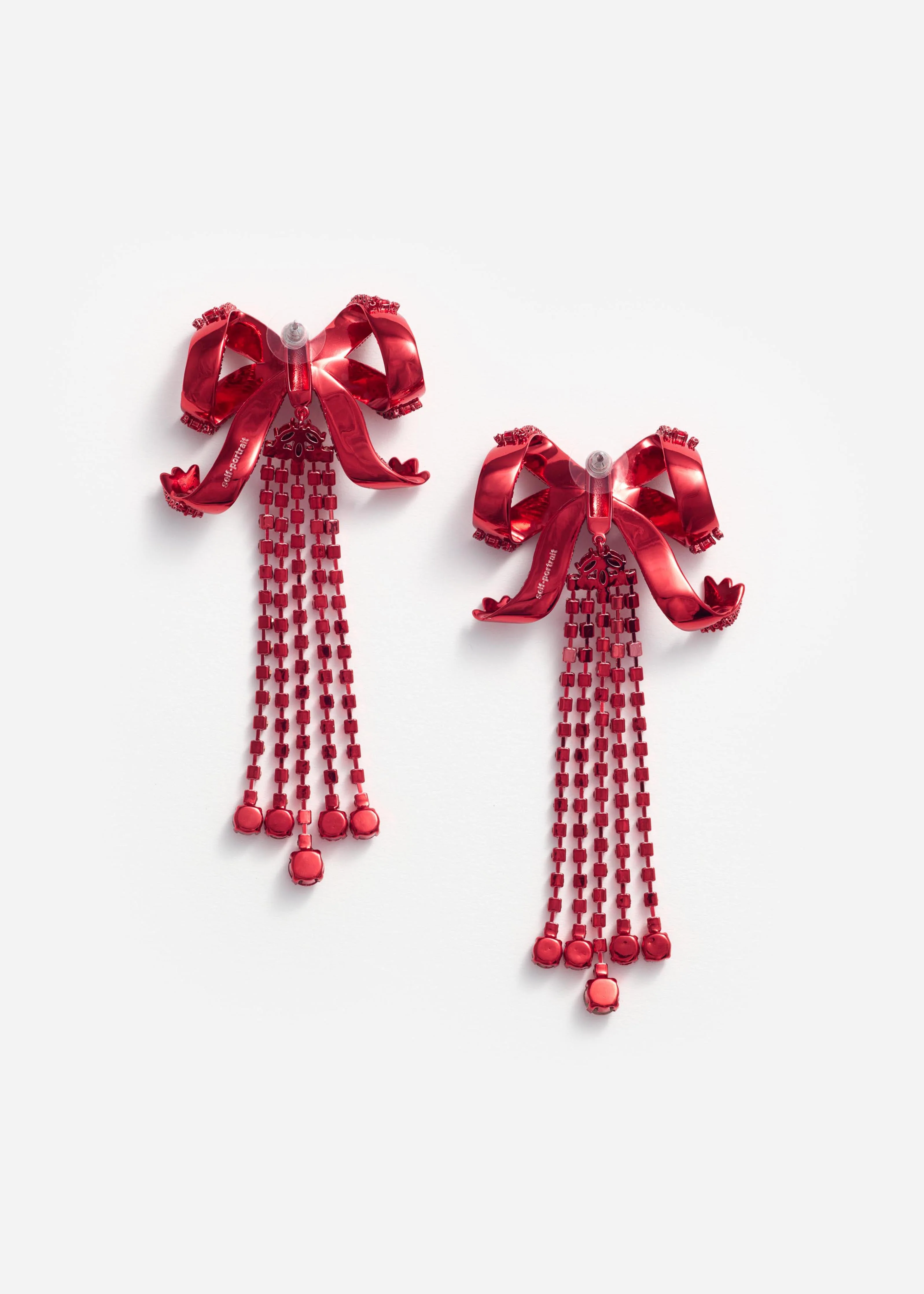 Red Bow Diamante Earrings - Image 3
