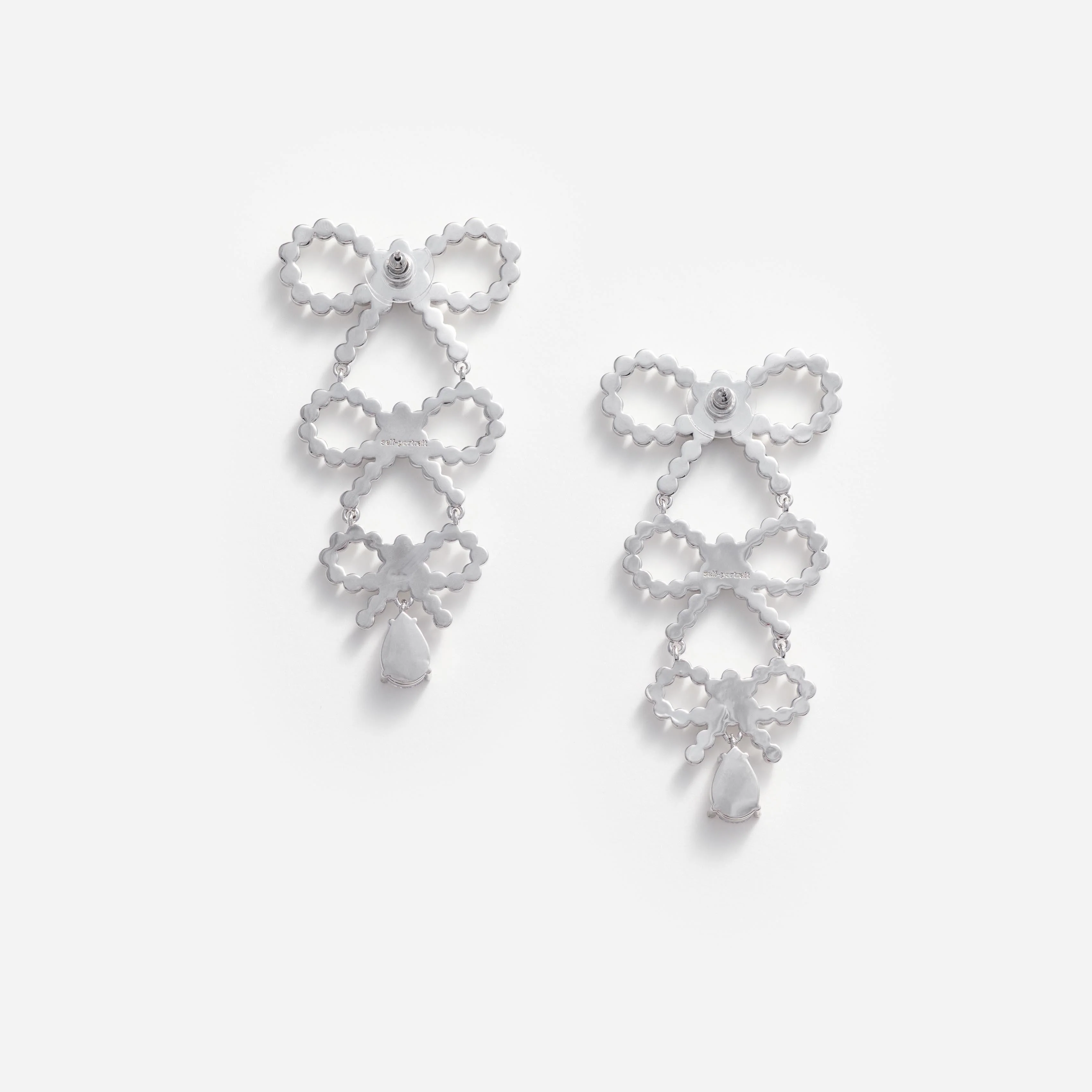 Tiered Pearl Bow Earrings - Image 3