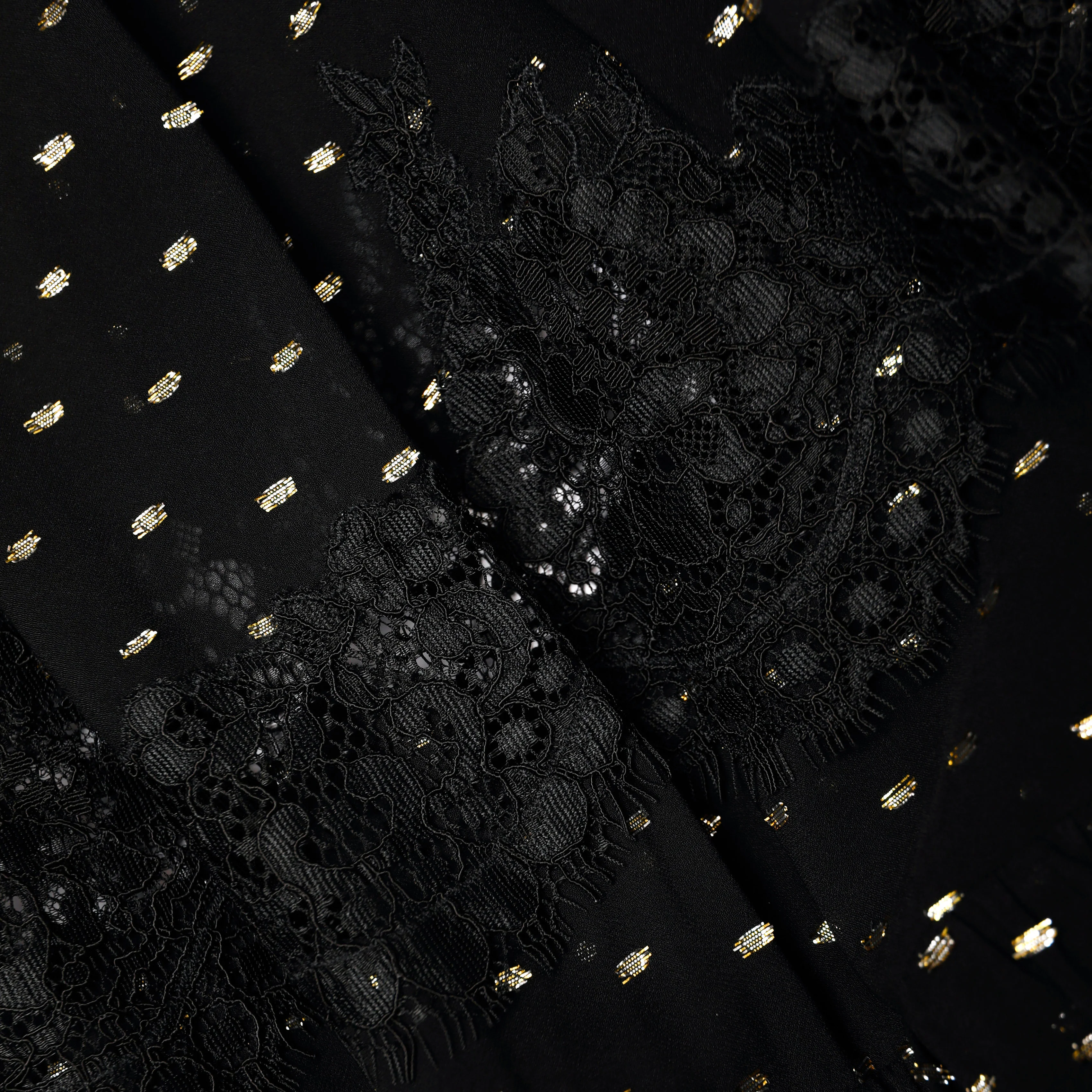 Black And Gold Chiffon Lace Maxi Skirt - Image 5