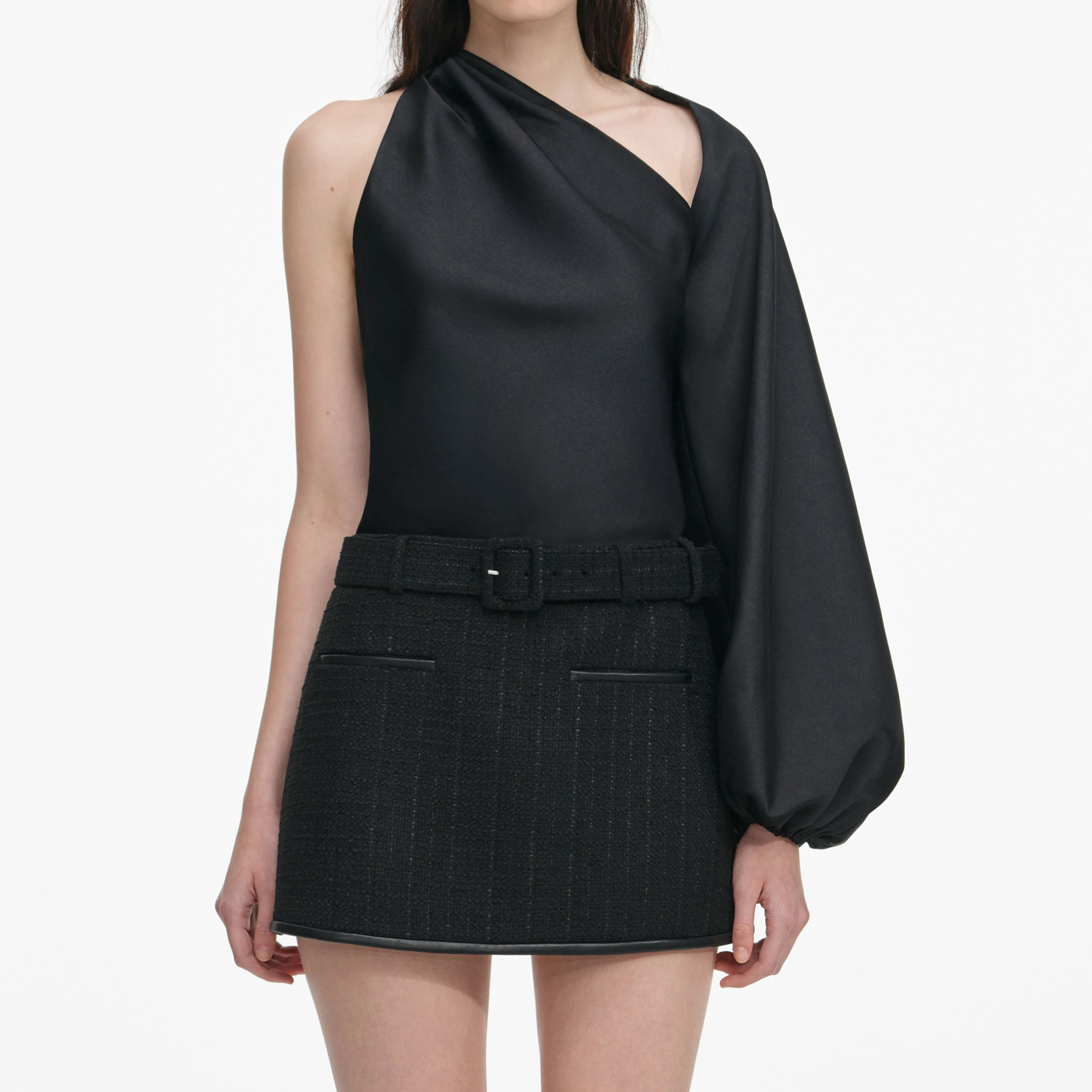 Black Boucle Mini Skirt - Image 4
