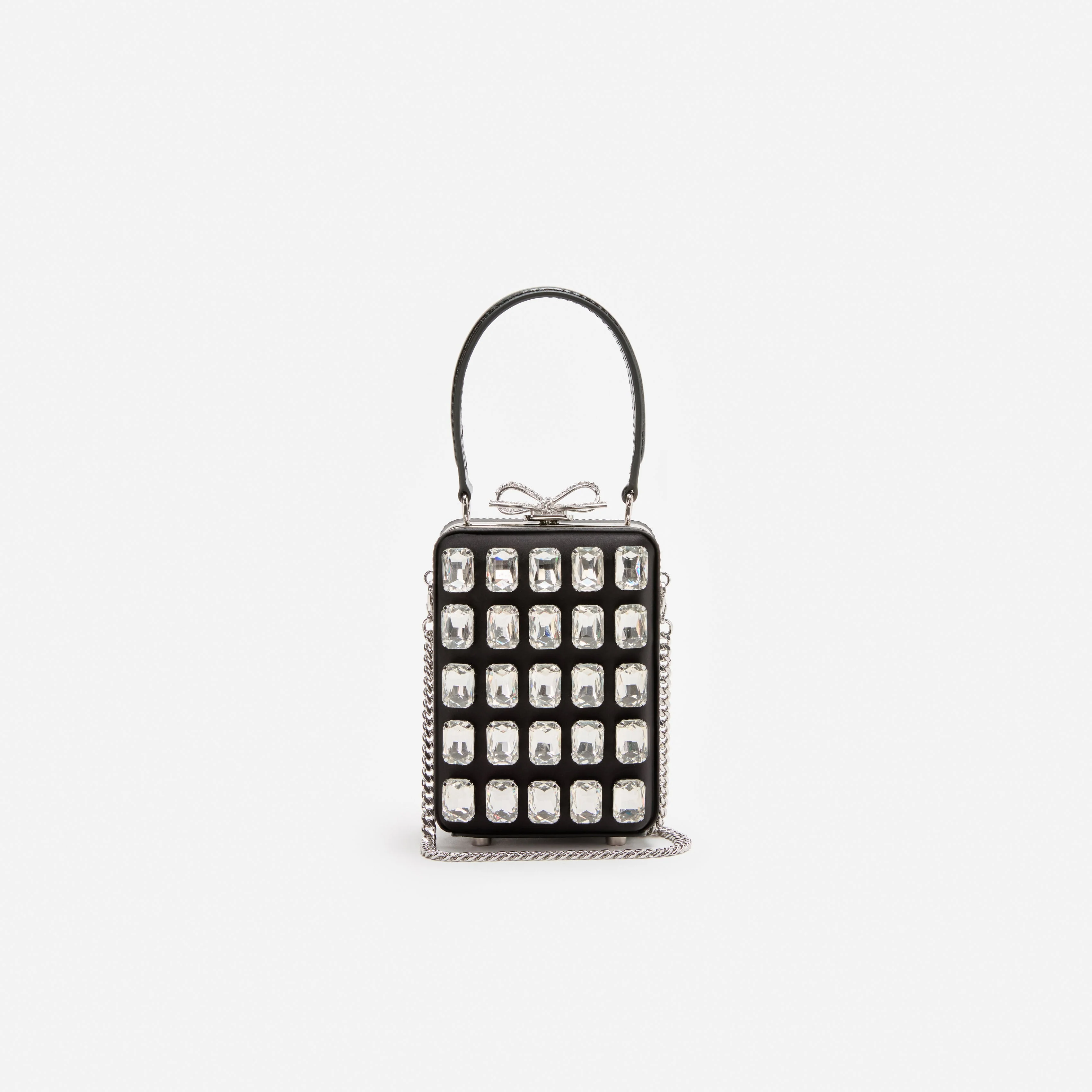 Black Satin Crystal Micro Bag - Image 4
